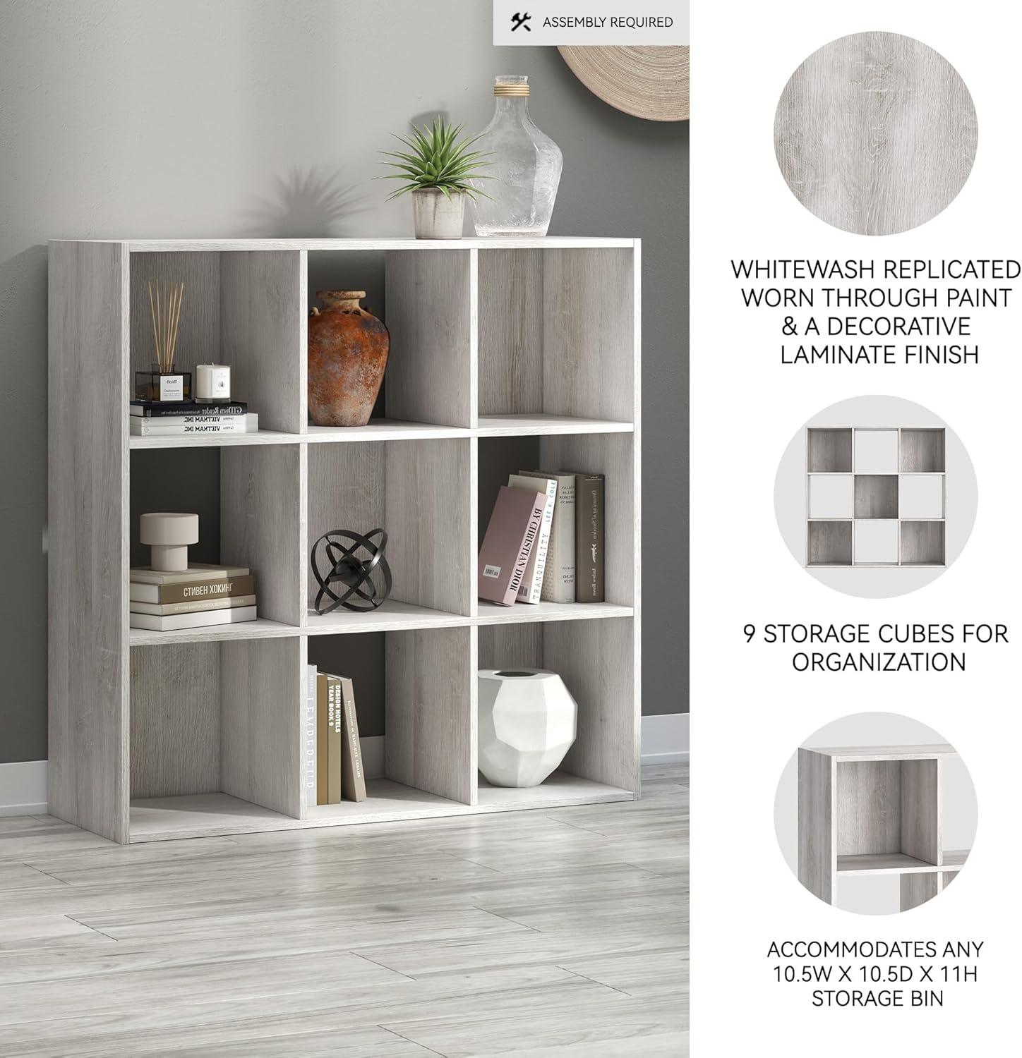 imageSignature Design by Ashley Paxberry Coastal 9 Cube Storage Organizer or Bookcase WhitewashWhitewash