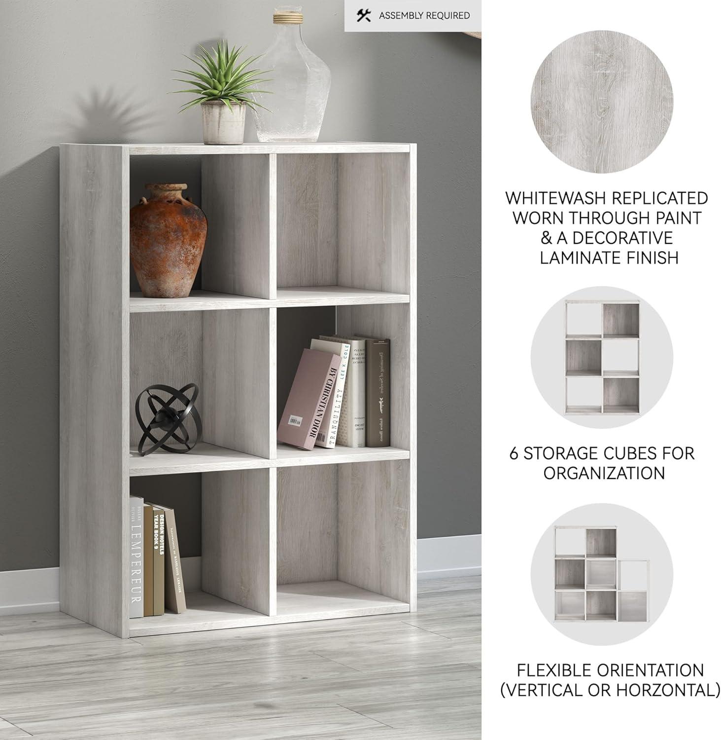imageSignature Design by Ashley Paxberry Coastal 9 Cube Storage Organizer or Bookcase WhitewashWhitewash
