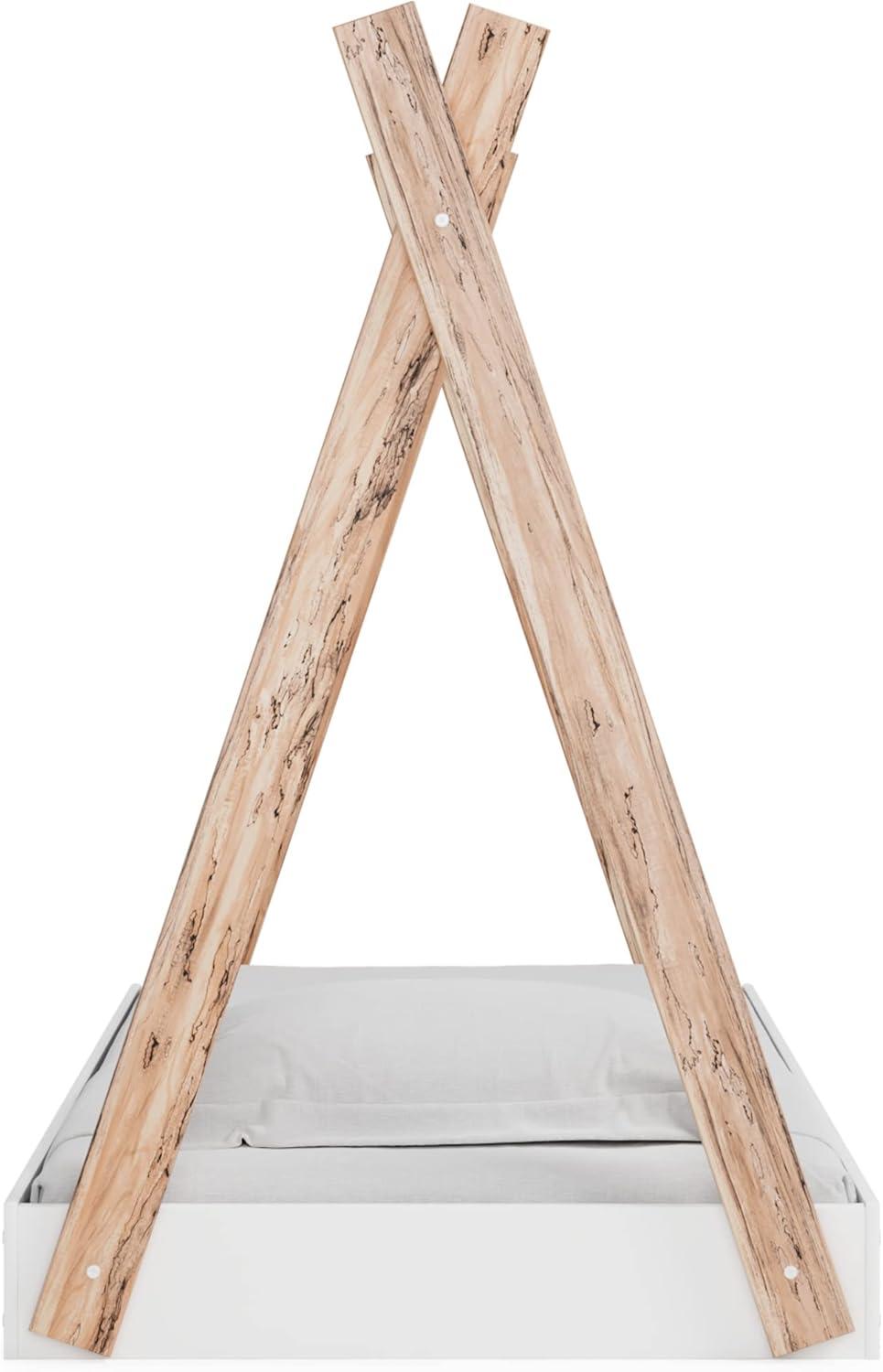 imageSignature Design by Ashley Piperton Contemporary YouthToddler Floor Tent Bed Frame Full Wood Foundation or Box Spring Not Needed Bedquot A Box Natural Wood Color ampamp WhiteWhiteNatural
