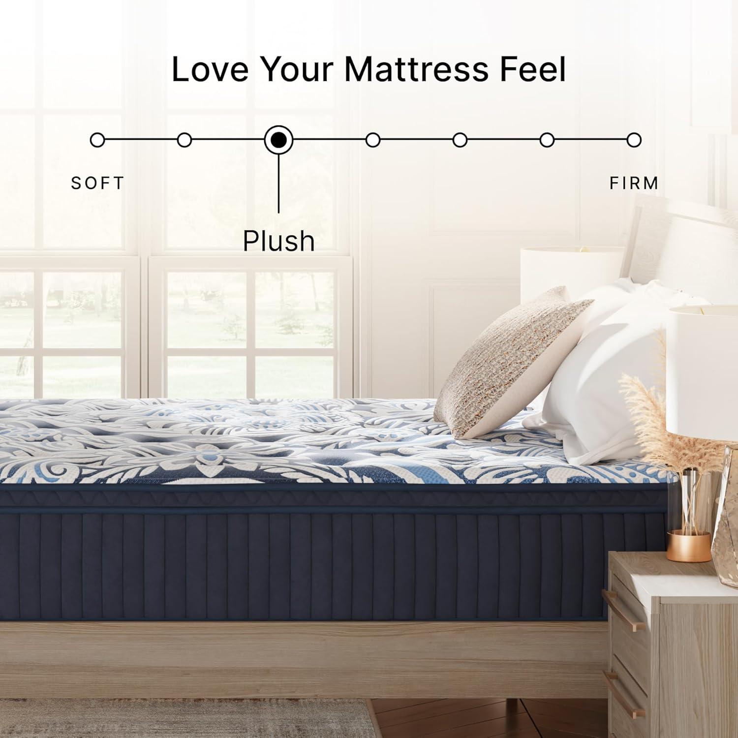 imageSignature Design by Ashley Plush Luxe 20 15 Inch Breathable Gel Latex Memory Foam Hybrid Mattress with Edge Support for Cool Sleep and Pressure Relief Queen Fiberglass Free Mattress in A Box