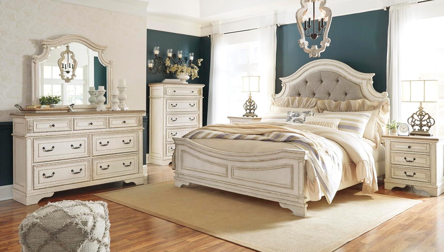imageSignature Design by Ashley Realyn French Country 5 Drawer Chest Tipover Restraint Device 2tone Finish Wood 4013quot W x 1813quot D x 5813quot H Chipped White183D x 403W x 583H 5 Drawers