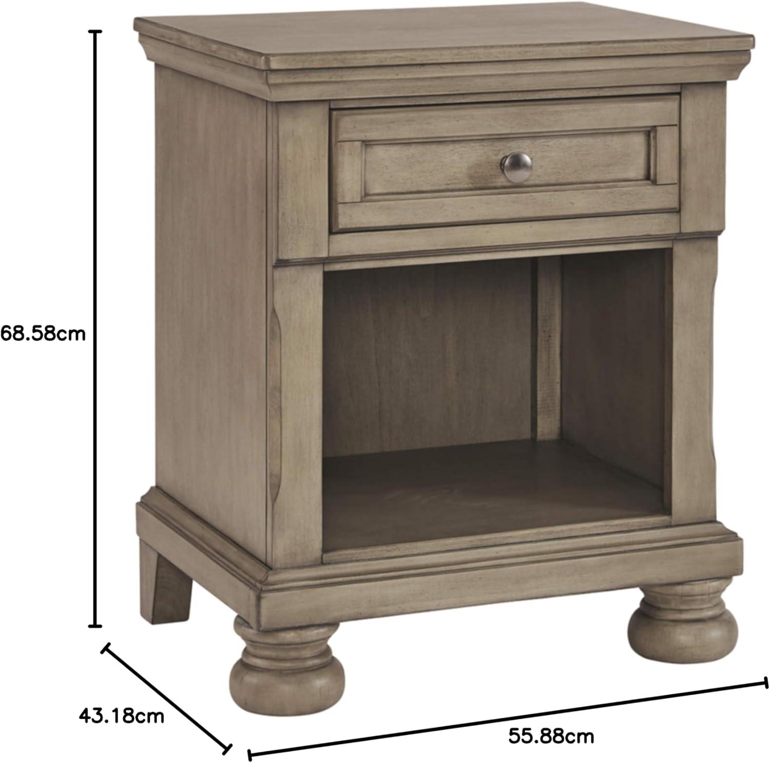 imageSignature Design by Ashley Robbinsdale Coastal 1Drawer Nightstand with Cubby Storage 2675quot Tall WhiteGraywash