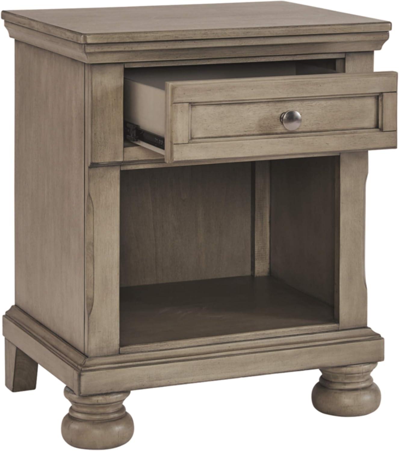 imageSignature Design by Ashley Robbinsdale Coastal 1Drawer Nightstand with Cubby Storage 2675quot Tall WhiteGraywash
