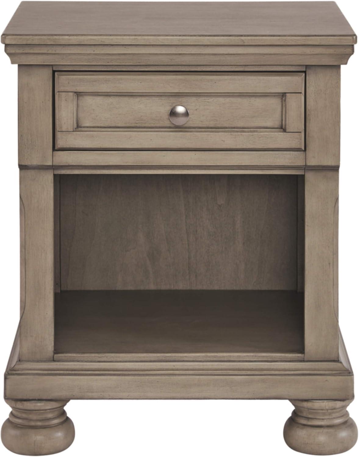 imageSignature Design by Ashley Robbinsdale Coastal 1Drawer Nightstand with Cubby Storage 2675quot Tall WhiteGraywash