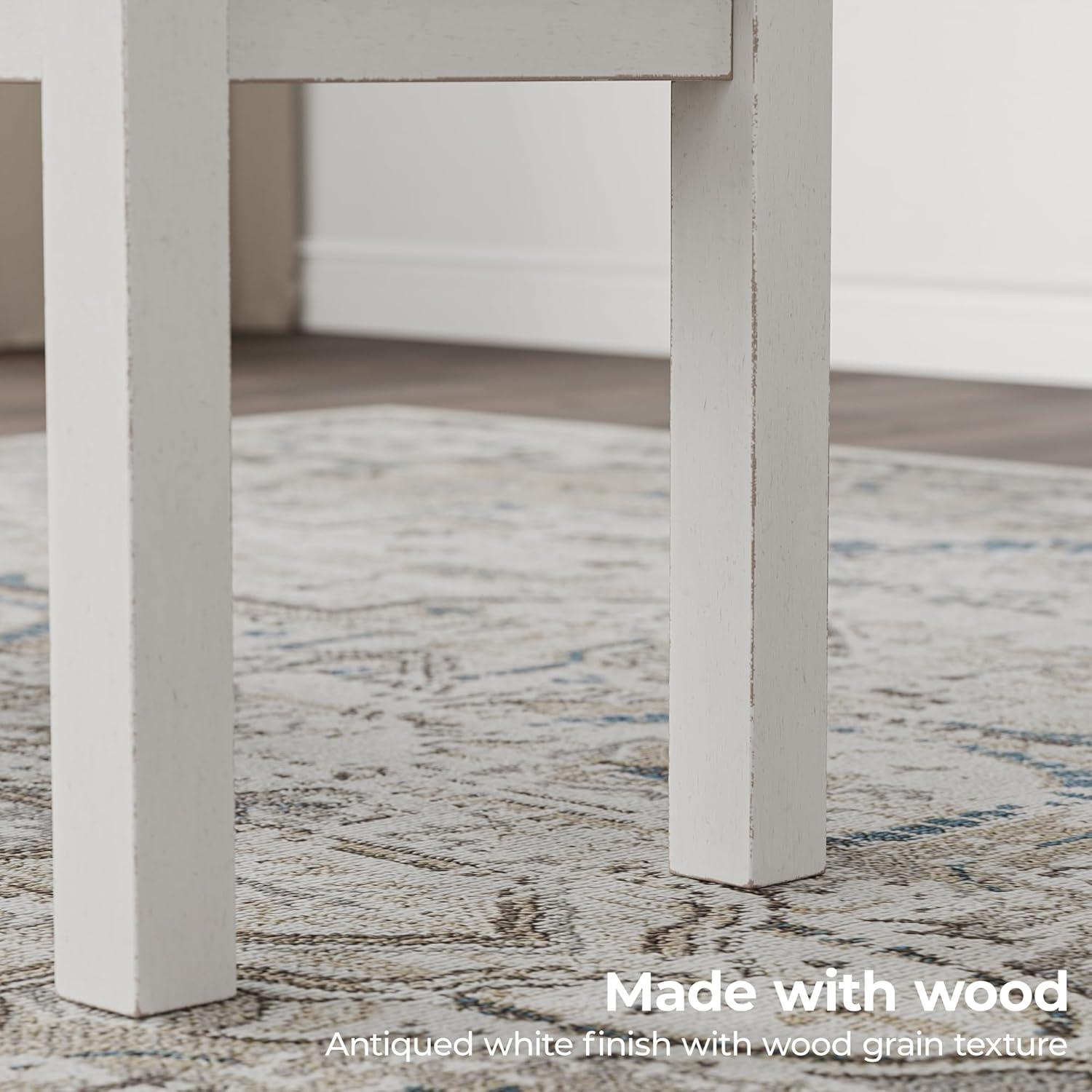 imageSignature Design by Ashley Robbinsdale Large Upholstered 48quot W Dining Bench Light Gray ampamp WhiteLight Gray White