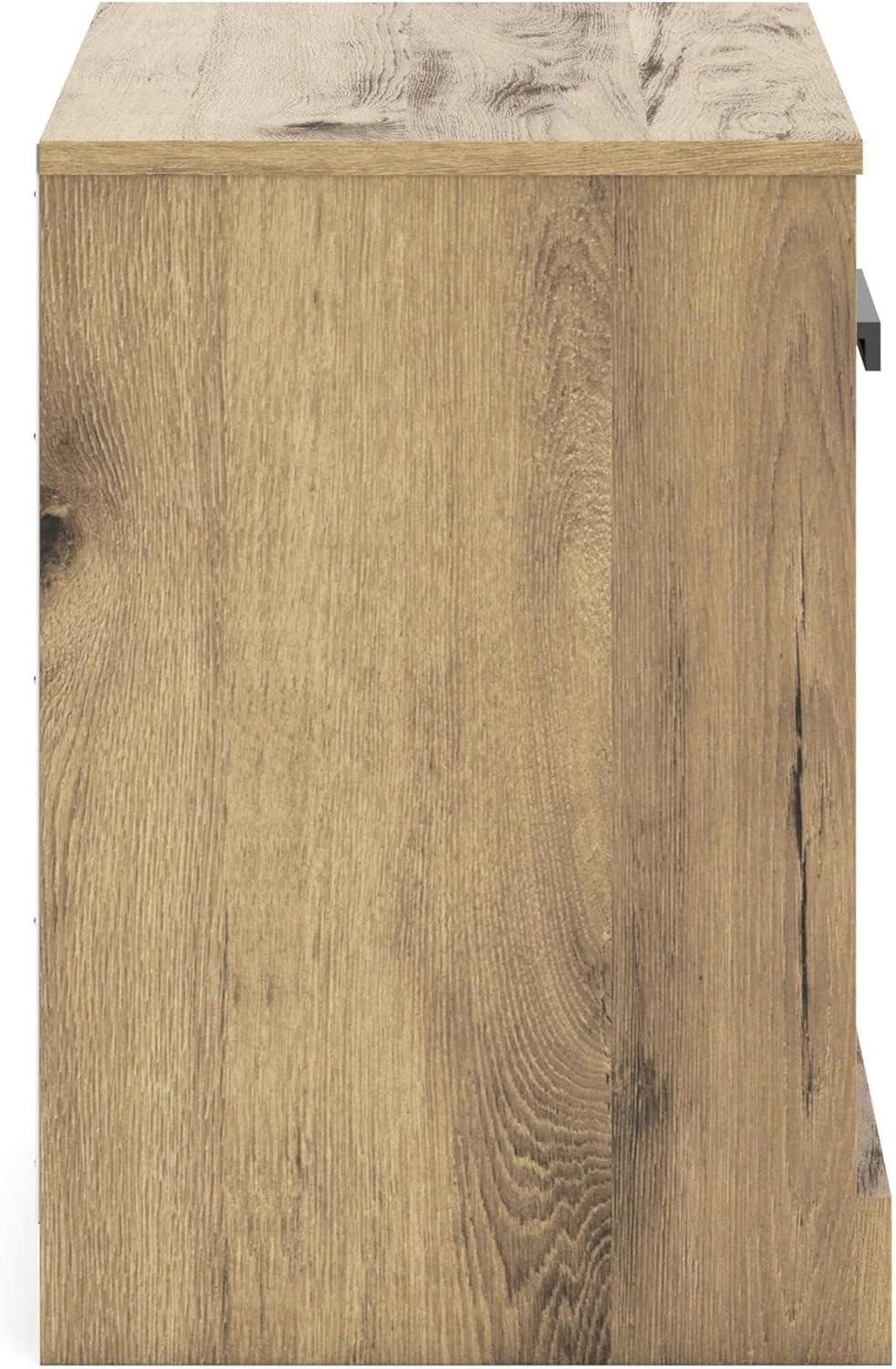 imageSignature Design by Ashley Shawburn Farmhouse 1 Drawer Bedroom Nightstand with Opening Storage Cubby Wood Large Scale PewterTone Pulls GrayBrown