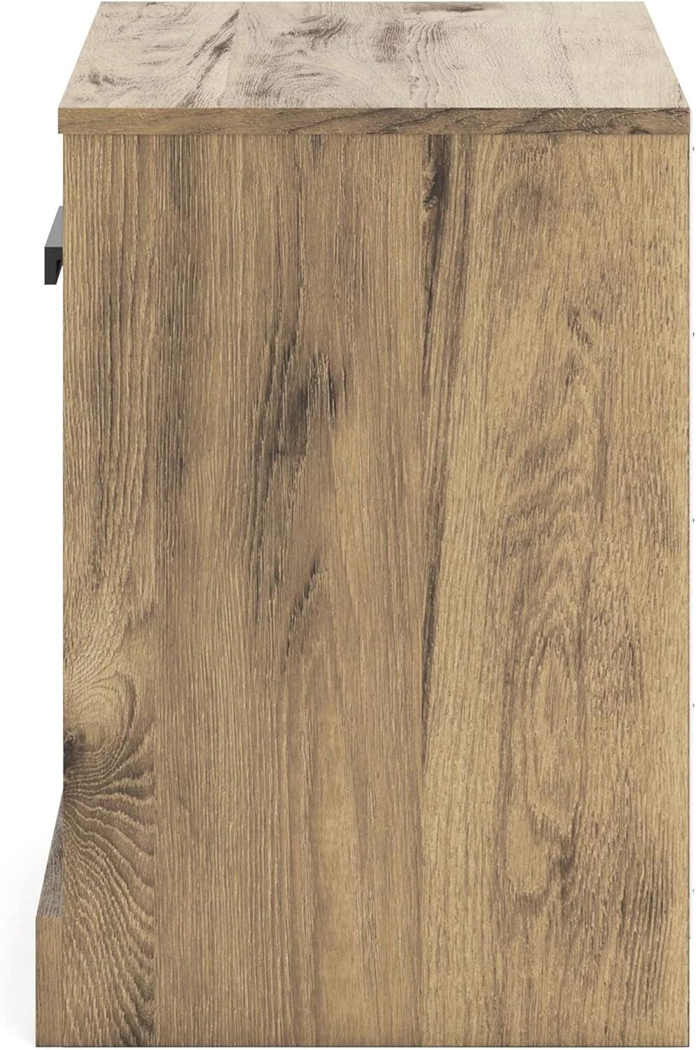 imageSignature Design by Ashley Shawburn Farmhouse 1 Drawer Bedroom Nightstand with Opening Storage Cubby Wood Large Scale PewterTone Pulls GrayBrown