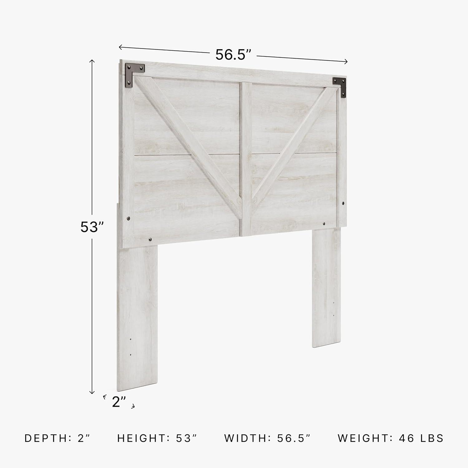 imageSignature Design by Ashley Shawburn Modern Farmhouse Headboard Queen WhitewashWhiteDark Charcoal Gray