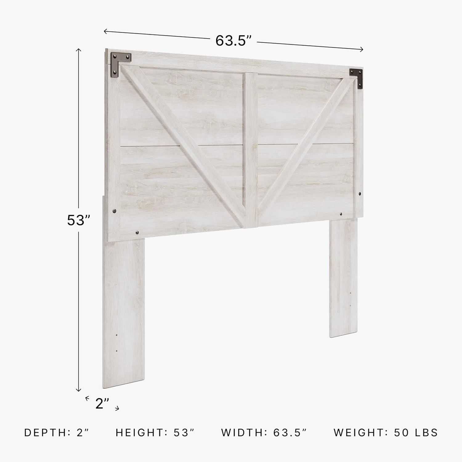 imageSignature Design by Ashley Shawburn Modern Farmhouse Headboard Queen WhitewashWhiteDark Charcoal Gray