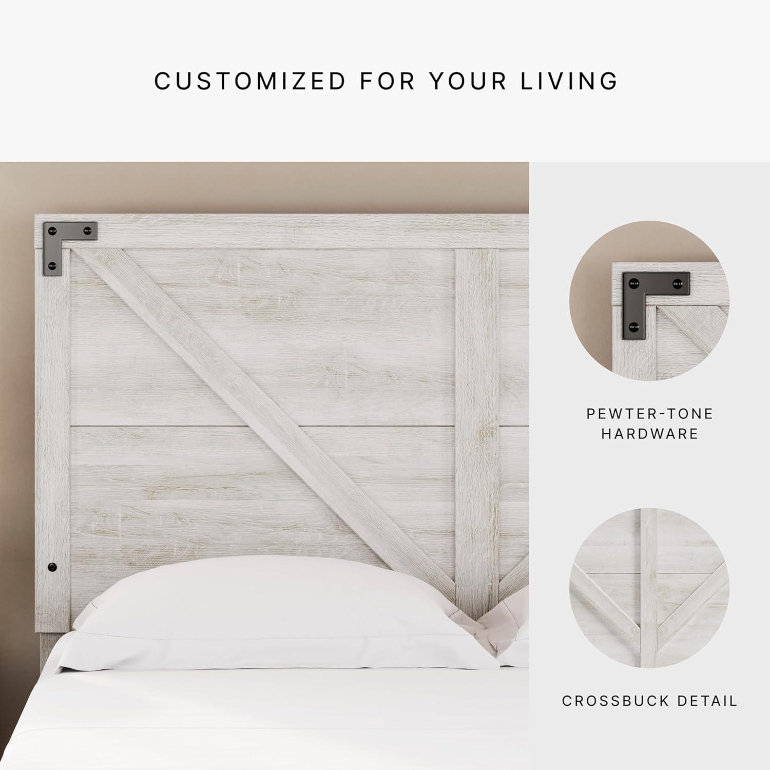 imageSignature Design by Ashley Shawburn Modern Farmhouse Headboard Queen WhitewashWhiteDark Charcoal Gray