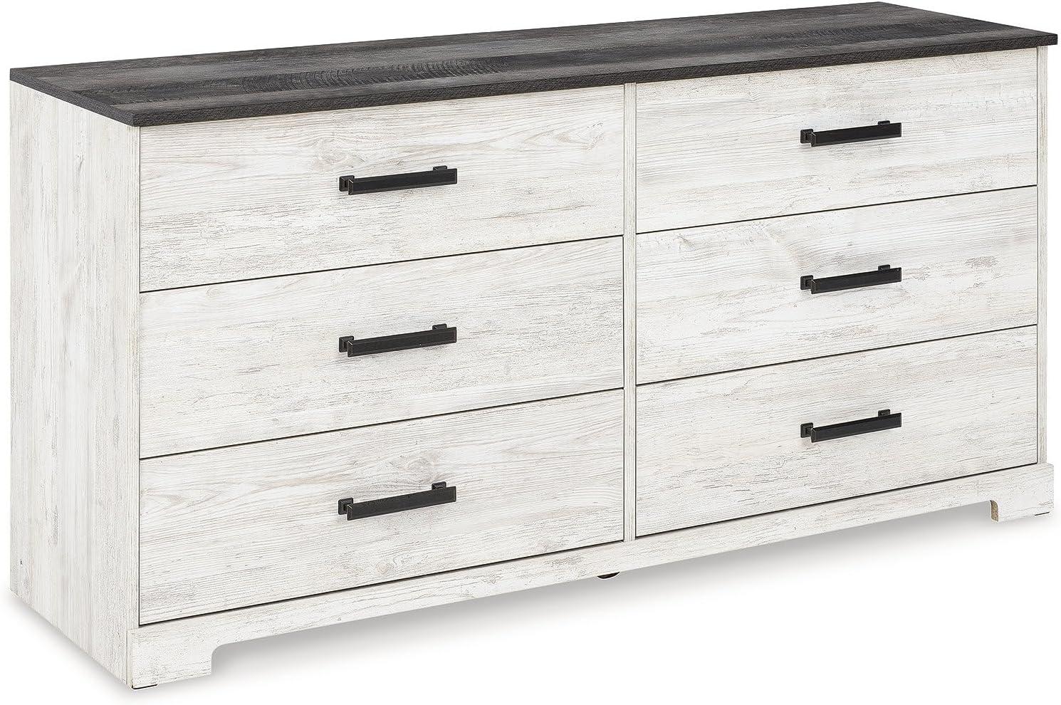 imageSignature Design by Ashley Shawburn Rustic 5 Drawer Chest of SmoothGliding Drawers and Safety Stop White ampamp GrayTwotone
