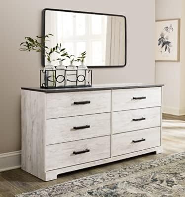 imageSignature Design by Ashley Shawburn Rustic 5 Drawer Chest of SmoothGliding Drawers and Safety Stop White ampamp GrayTwotone