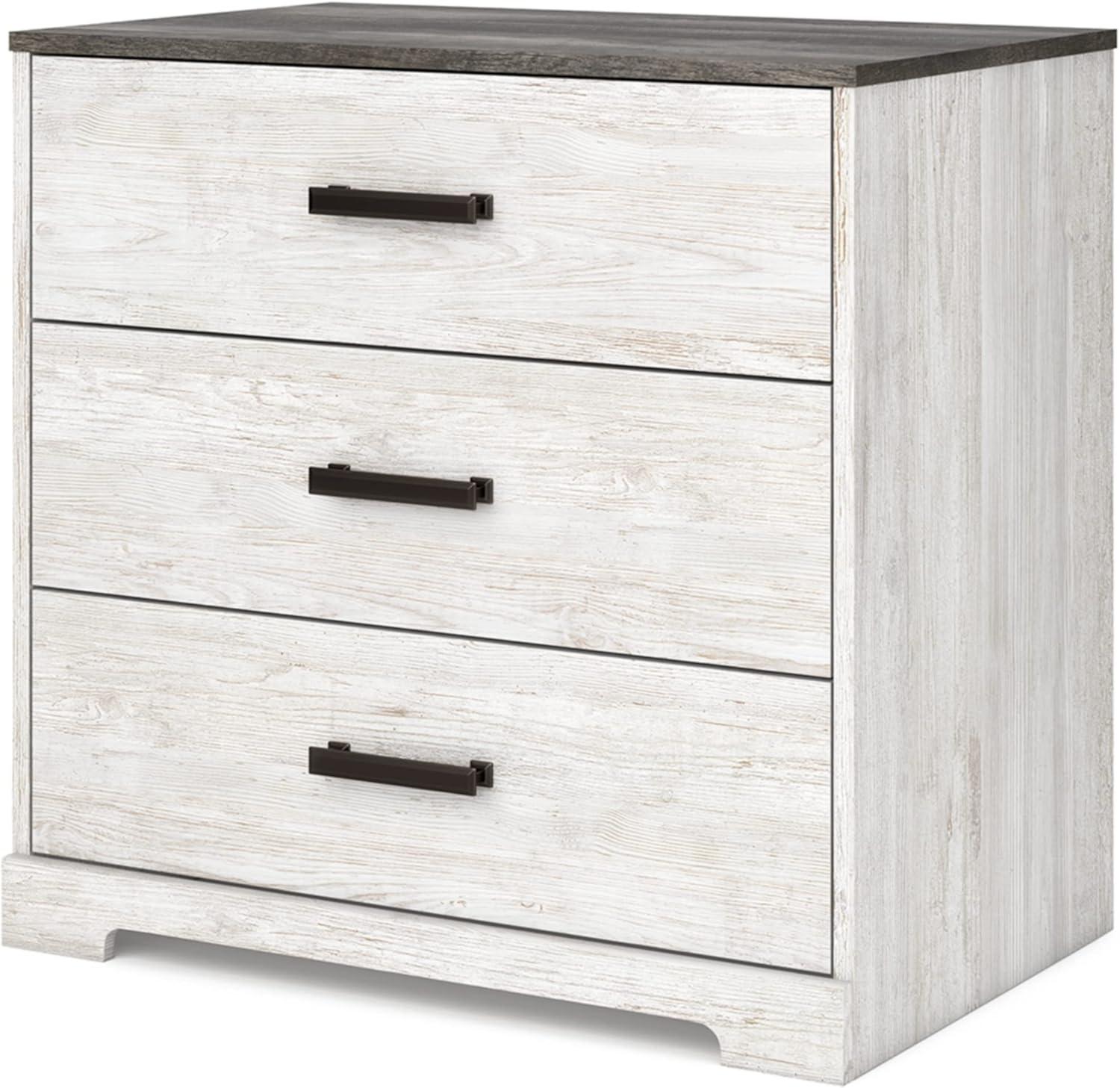 imageSignature Design by Ashley Shawburn Rustic 5 Drawer Chest of SmoothGliding Drawers and Safety Stop White ampamp GrayTwotone