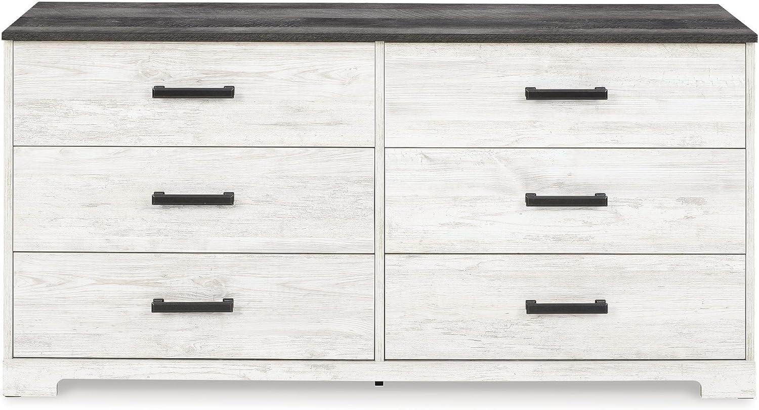 imageSignature Design by Ashley Shawburn Rustic 5 Drawer Chest of SmoothGliding Drawers and Safety Stop White ampamp GrayTwotone