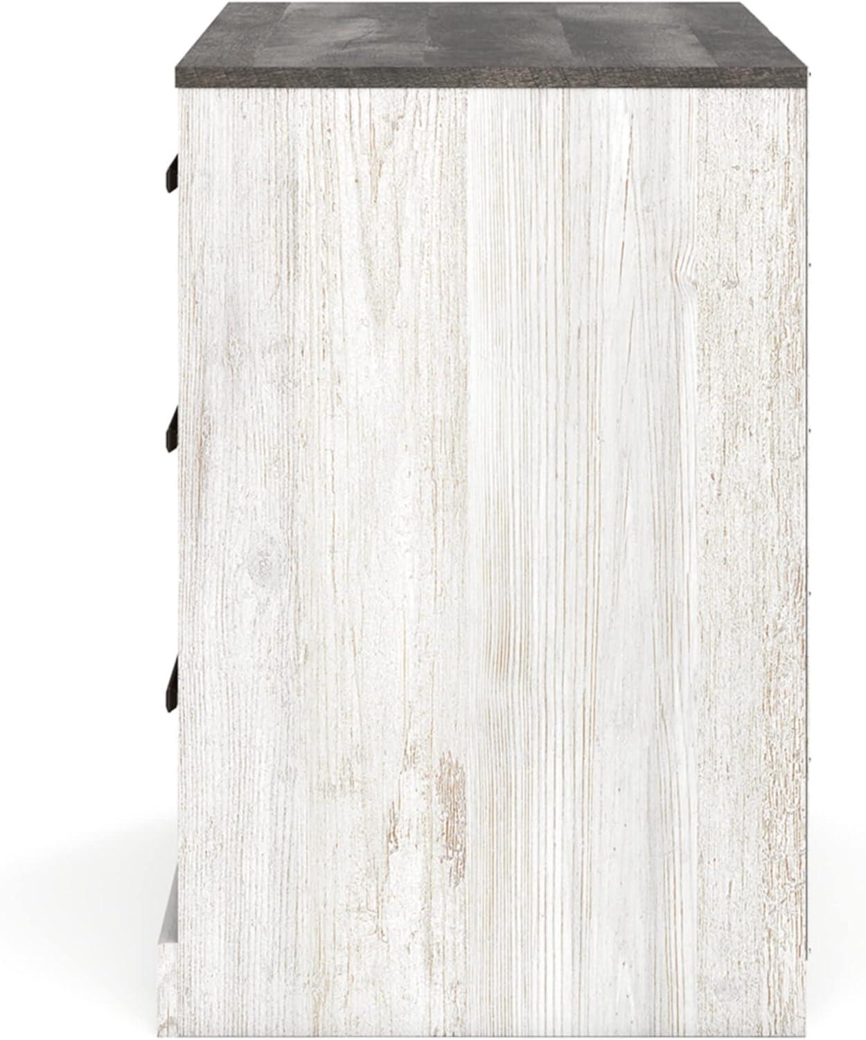 imageSignature Design by Ashley Shawburn Rustic 5 Drawer Chest of SmoothGliding Drawers and Safety Stop White ampamp GrayTwotone
