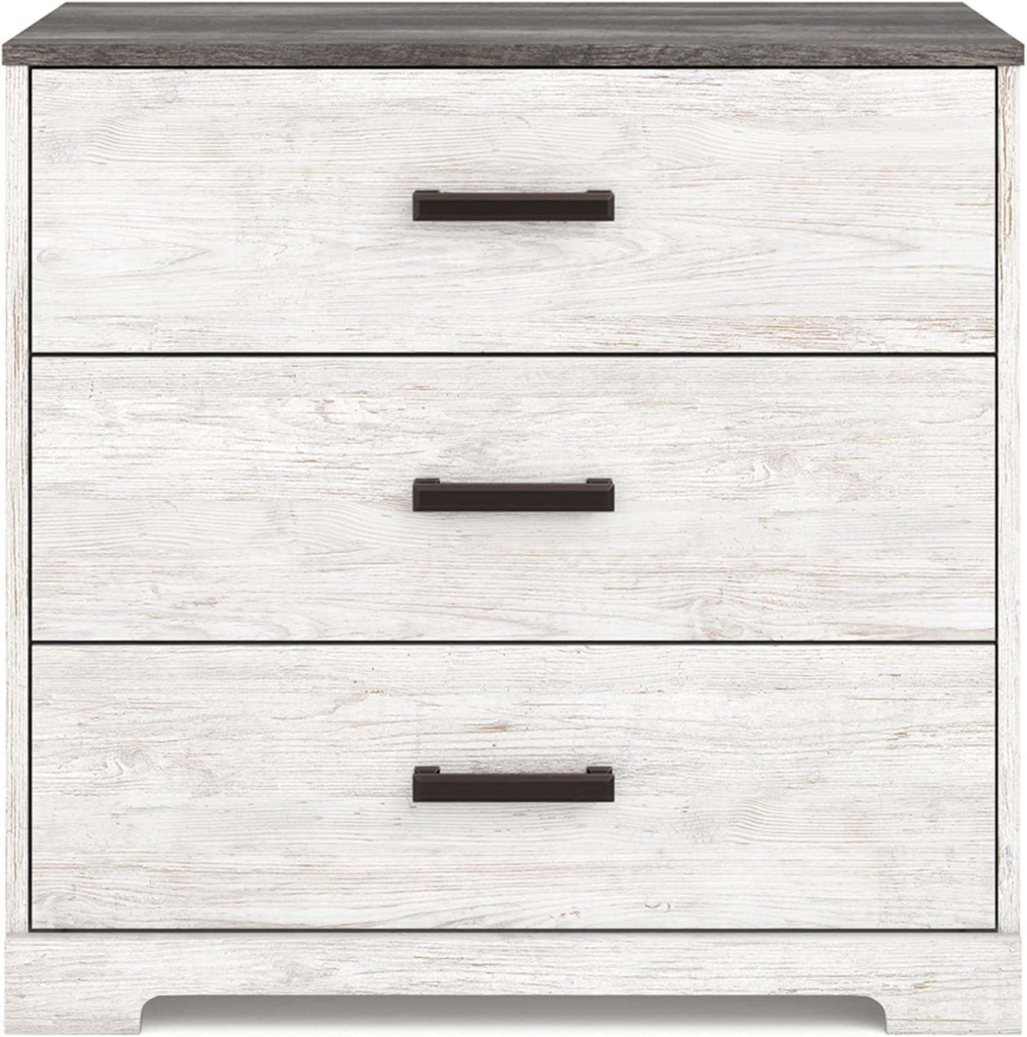 imageSignature Design by Ashley Shawburn Rustic 5 Drawer Chest of SmoothGliding Drawers and Safety Stop White ampamp GrayTwotone