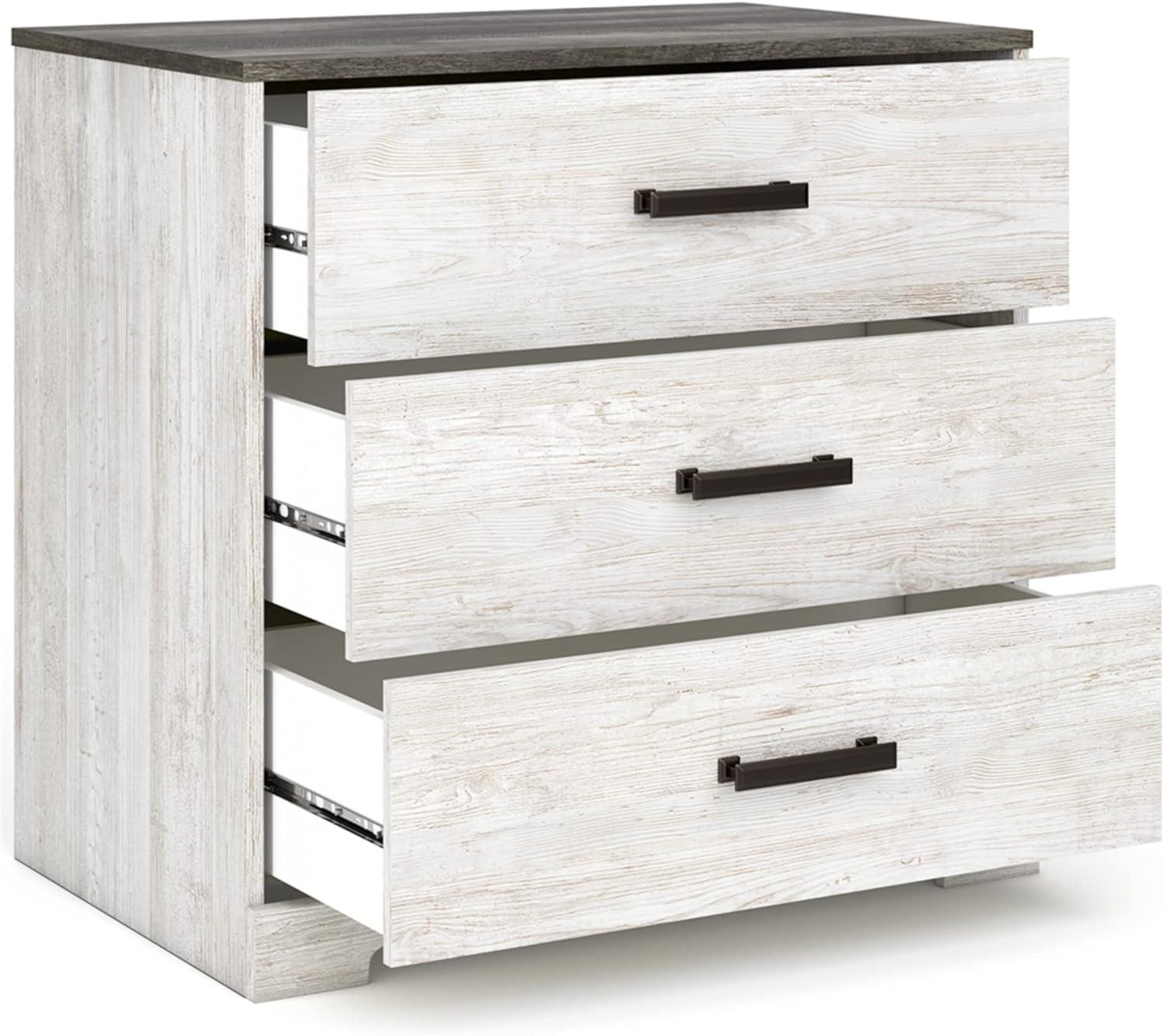 imageSignature Design by Ashley Shawburn Rustic 5 Drawer Chest of SmoothGliding Drawers and Safety Stop White ampamp GrayTwotone