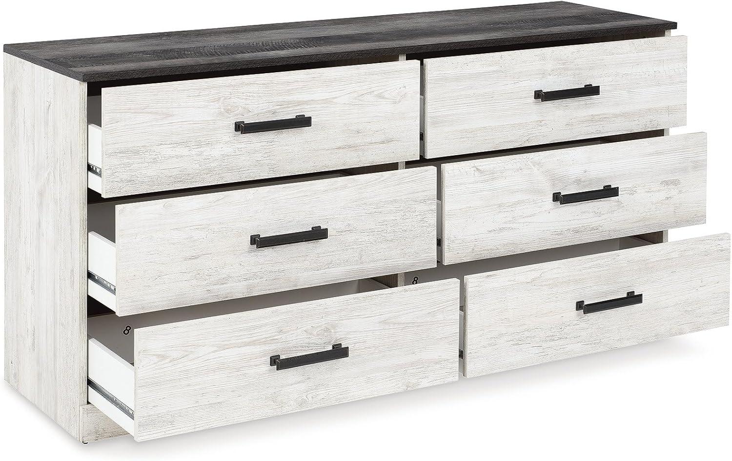 imageSignature Design by Ashley Shawburn Rustic 5 Drawer Chest of SmoothGliding Drawers and Safety Stop White ampamp GrayTwotone