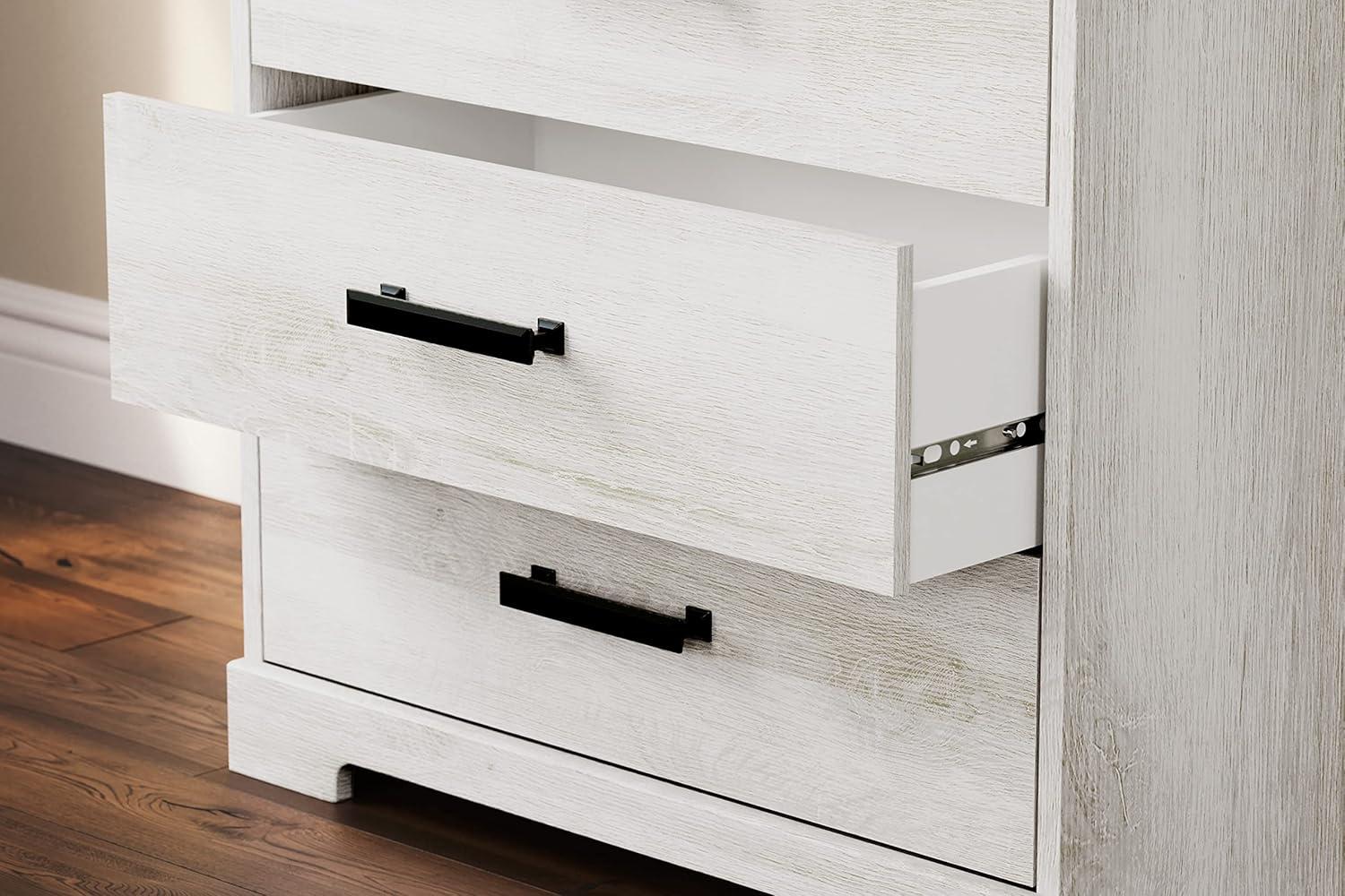 imageSignature Design by Ashley Shawburn Rustic 5 Drawer Chest of SmoothGliding Drawers and Safety Stop White ampamp GrayTwotone