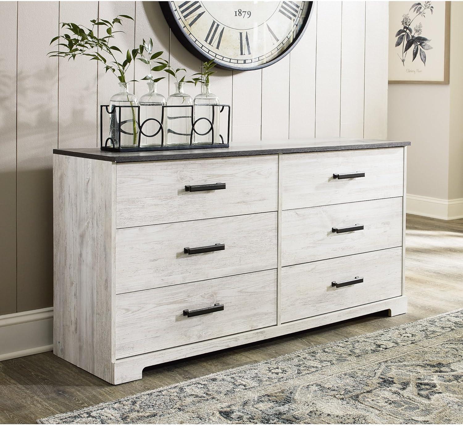 imageSignature Design by Ashley Shawburn Rustic 5 Drawer Chest of SmoothGliding Drawers and Safety Stop White ampamp GrayTwotone
