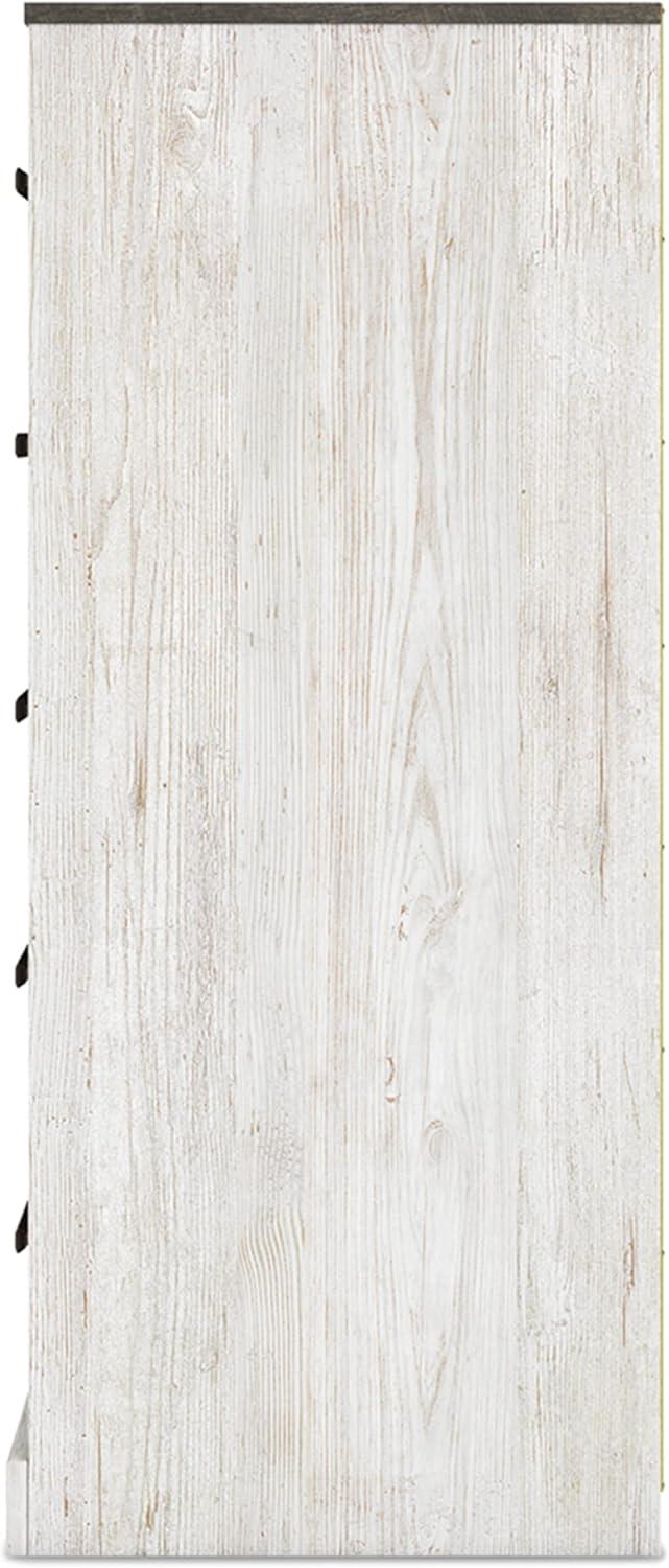 imageSignature Design by Ashley Shawburn Rustic 5 Drawer Chest of SmoothGliding Drawers and Safety Stop White ampamp GrayTwotone