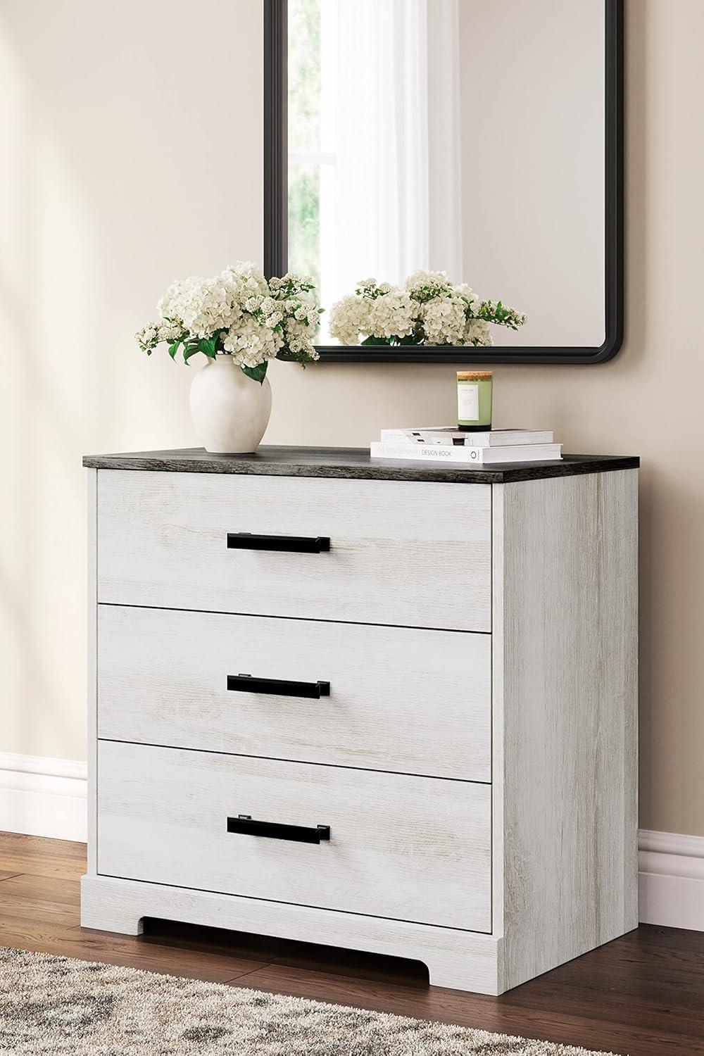 imageSignature Design by Ashley Shawburn Rustic 5 Drawer Chest of SmoothGliding Drawers and Safety Stop White ampamp GrayTwotone