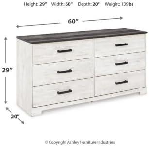 imageSignature Design by Ashley Shawburn Rustic 5 Drawer Chest of SmoothGliding Drawers and Safety Stop White ampamp GrayTwotone
