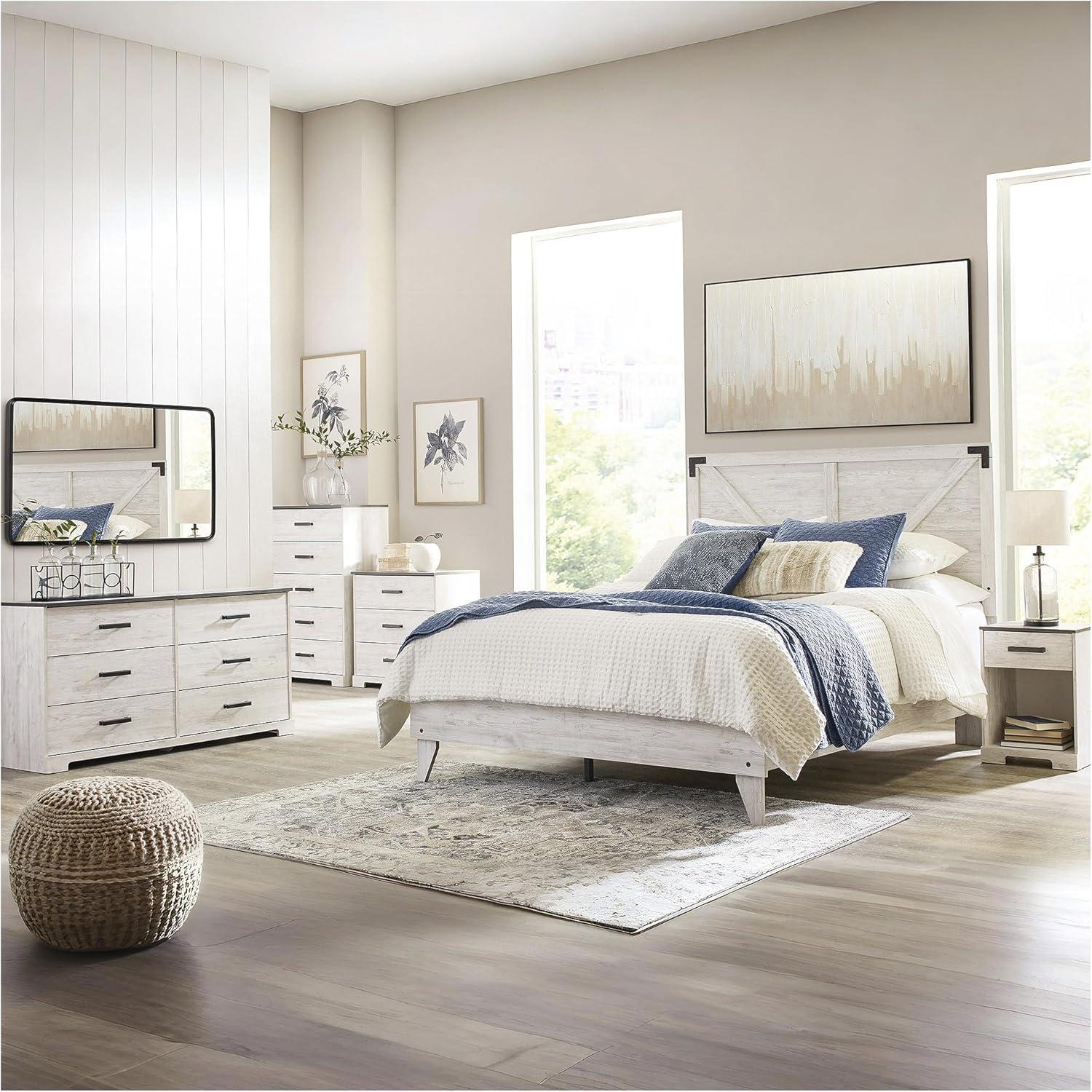 imageSignature Design by Ashley Shawburn Rustic 5 Drawer Chest of SmoothGliding Drawers and Safety Stop White ampamp GrayTwotone1