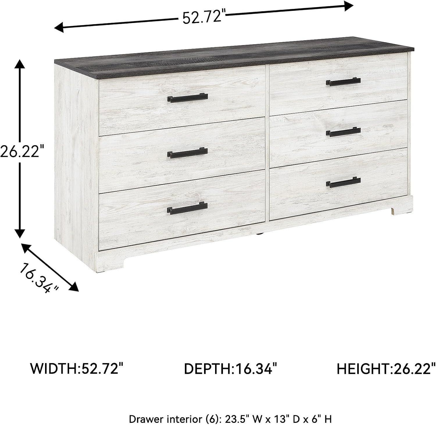 imageSignature Design by Ashley Shawburn Rustic 5 Drawer Chest of SmoothGliding Drawers and Safety Stop White ampamp GrayTwotone1