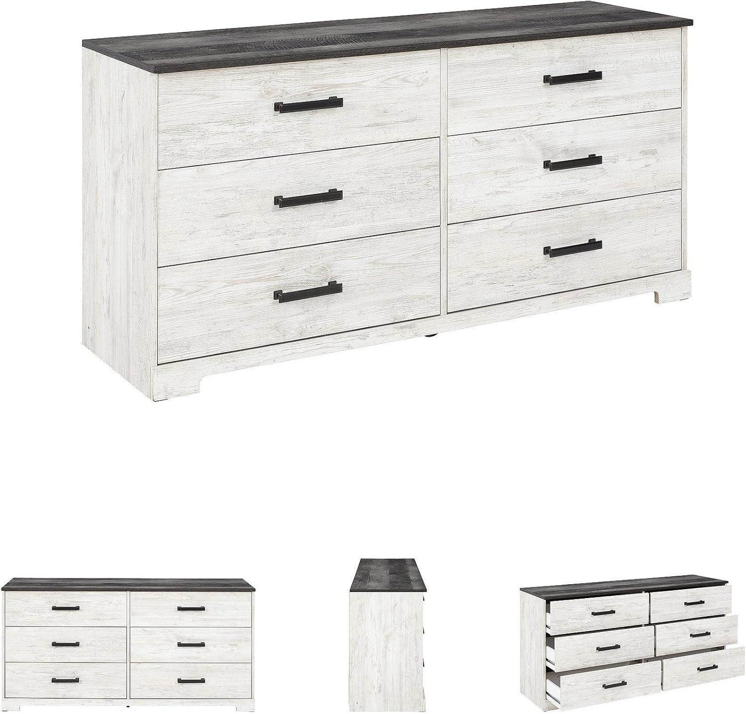 imageSignature Design by Ashley Shawburn Rustic 5 Drawer Chest of SmoothGliding Drawers and Safety Stop White ampamp GrayTwotone1