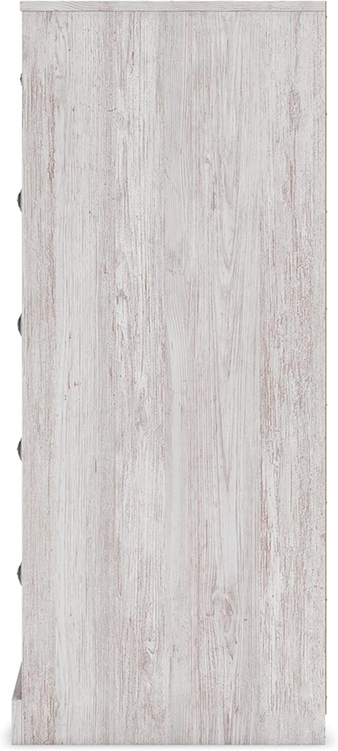 imageSignature Design by Ashley Shawburn Rustic 5 Drawer Chest of SmoothGliding Drawers and Safety Stop White ampamp GrayWhitewash