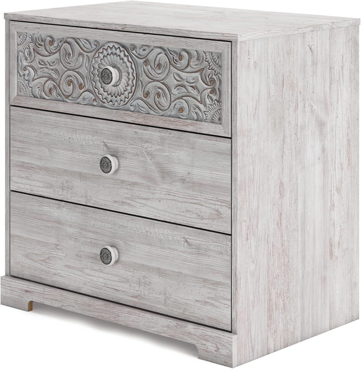 imageSignature Design by Ashley Shawburn Rustic 5 Drawer Chest of SmoothGliding Drawers and Safety Stop White ampamp GrayWhitewash