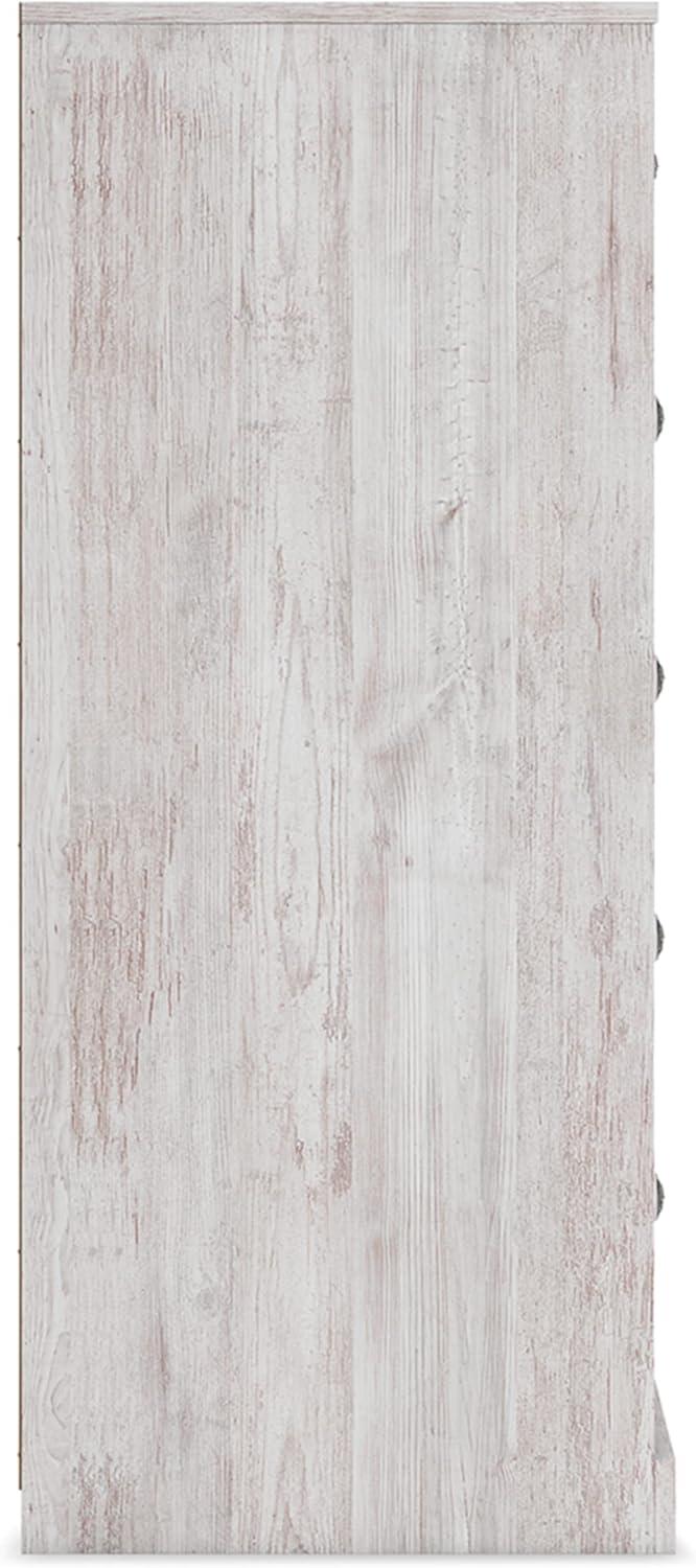 imageSignature Design by Ashley Shawburn Rustic 5 Drawer Chest of SmoothGliding Drawers and Safety Stop White ampamp GrayWhitewash