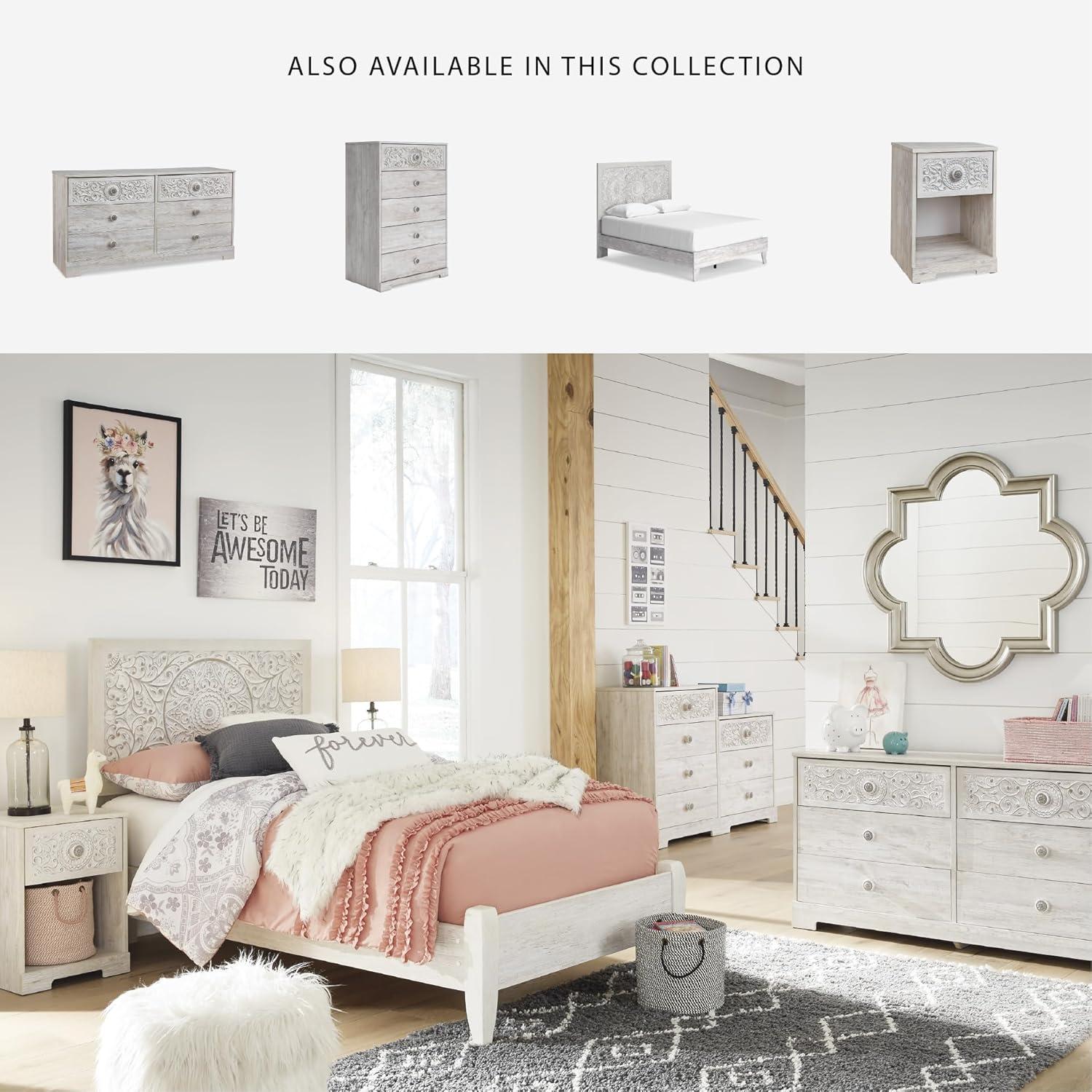 imageSignature Design by Ashley Shawburn Rustic 5 Drawer Chest of SmoothGliding Drawers and Safety Stop White ampamp GrayWhitewash