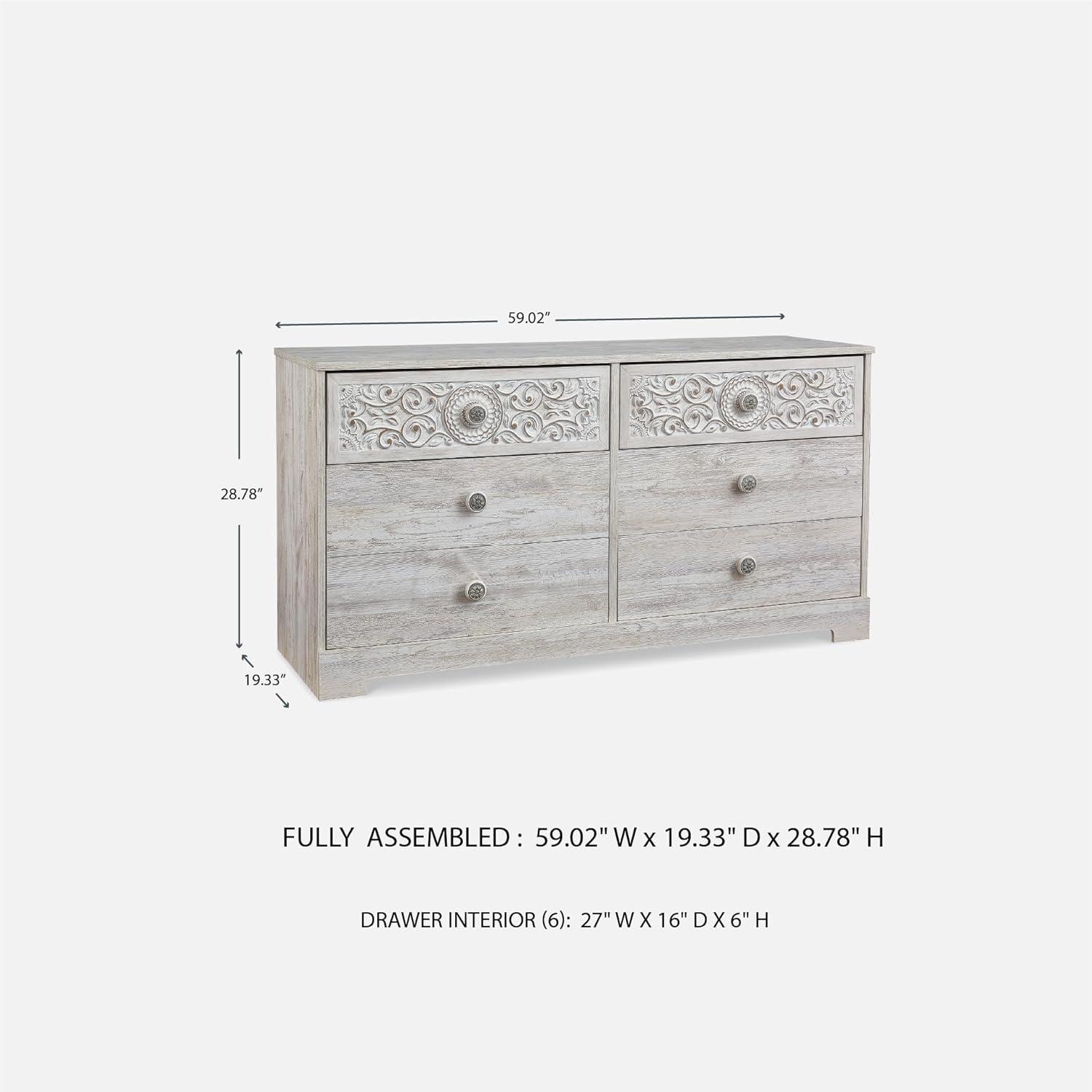 imageSignature Design by Ashley Shawburn Rustic 5 Drawer Chest of SmoothGliding Drawers and Safety Stop White ampamp GrayWhitewash