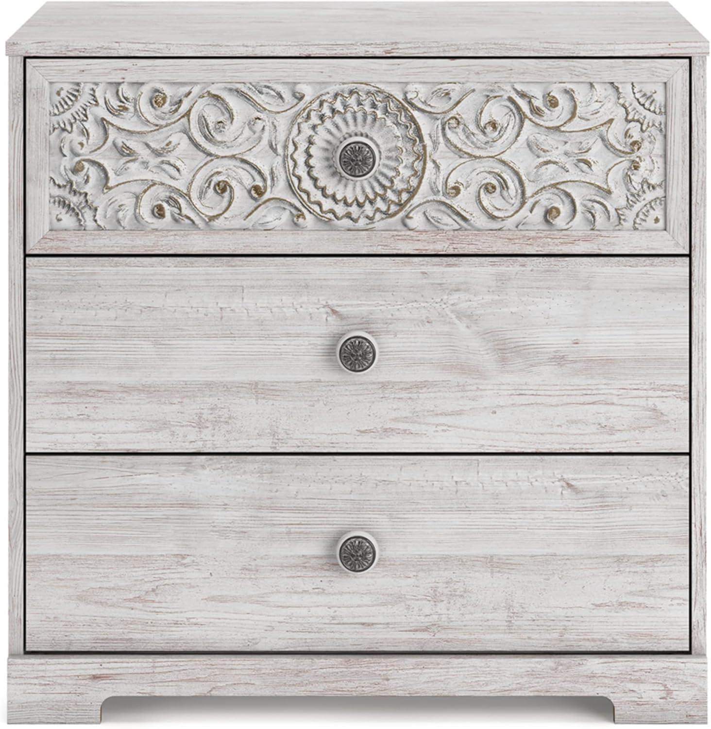imageSignature Design by Ashley Shawburn Rustic 5 Drawer Chest of SmoothGliding Drawers and Safety Stop White ampamp GrayWhitewash