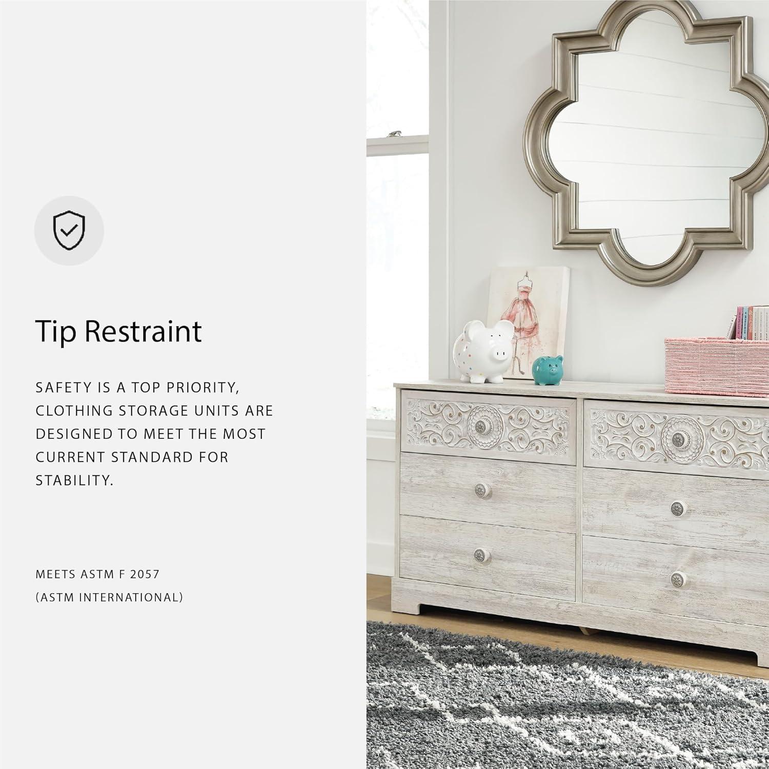 imageSignature Design by Ashley Shawburn Rustic 5 Drawer Chest of SmoothGliding Drawers and Safety Stop White ampamp GrayWhitewash
