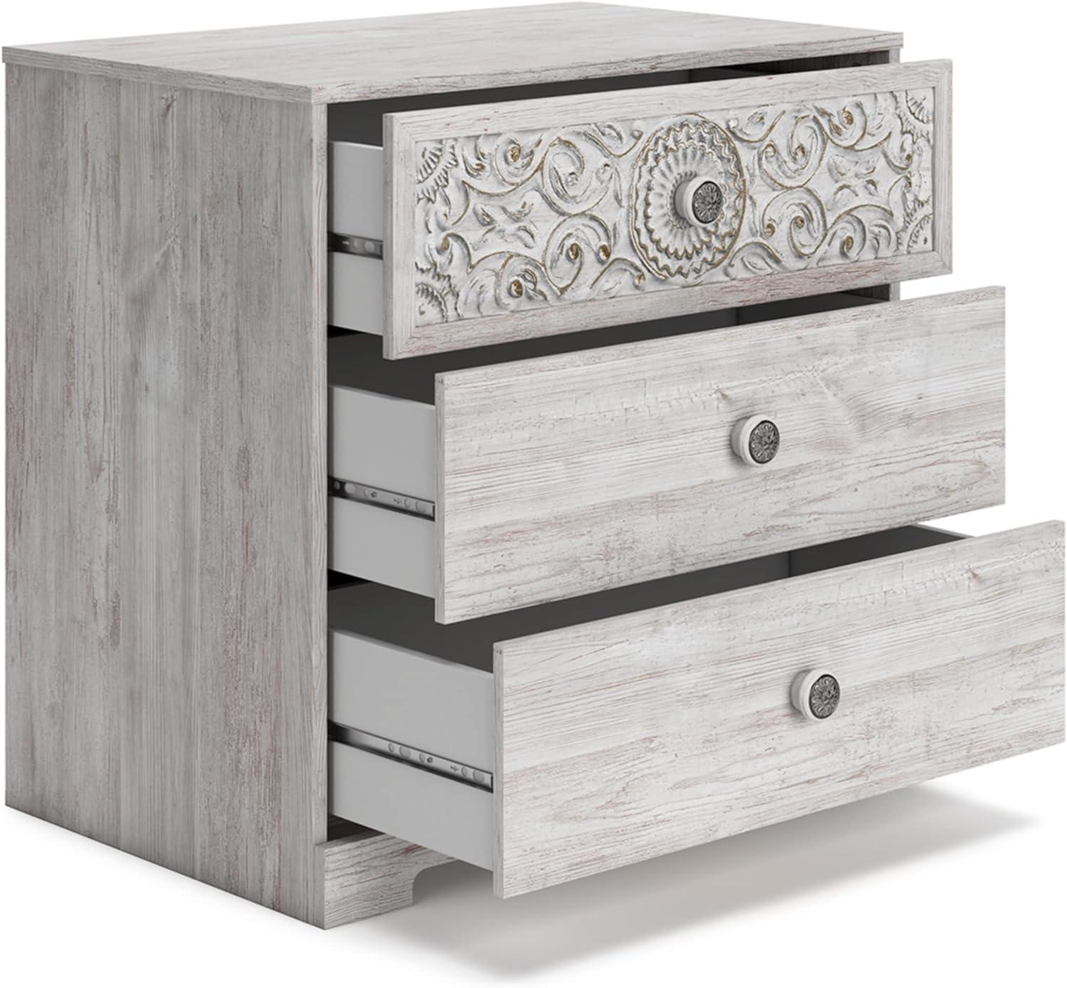 imageSignature Design by Ashley Shawburn Rustic 5 Drawer Chest of SmoothGliding Drawers and Safety Stop White ampamp GrayWhitewash