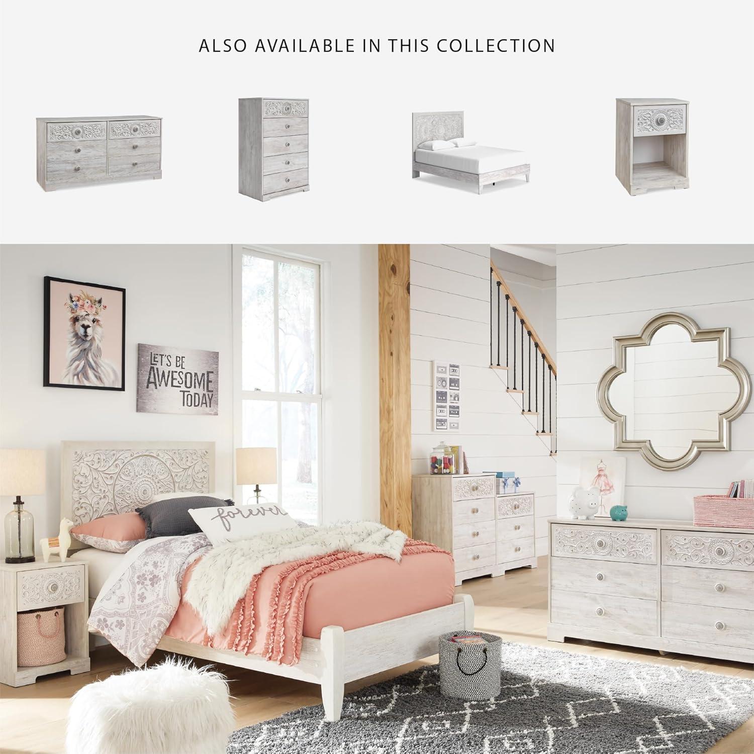 imageSignature Design by Ashley Shawburn Rustic 5 Drawer Chest of SmoothGliding Drawers and Safety Stop White ampamp GrayWhitewash1