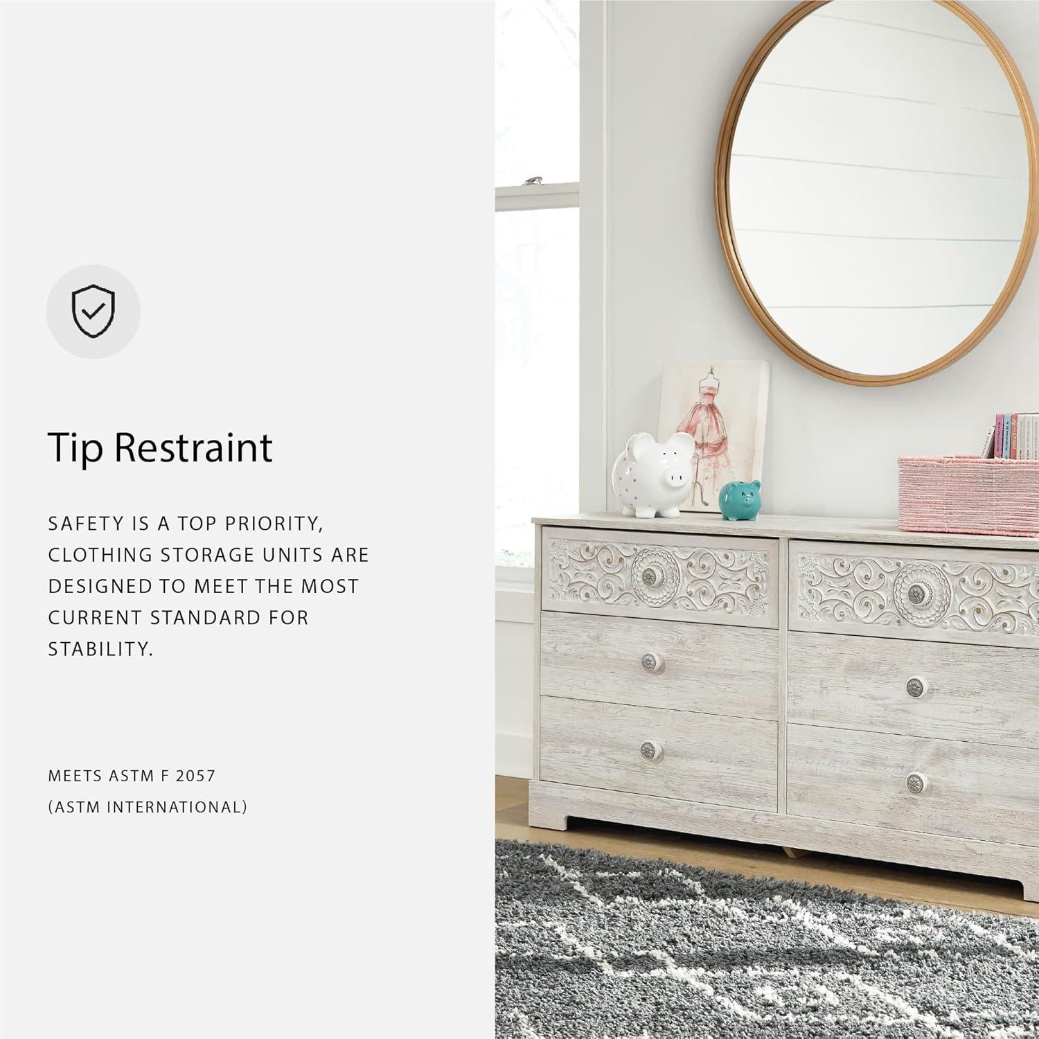 imageSignature Design by Ashley Shawburn Rustic 5 Drawer Chest of SmoothGliding Drawers and Safety Stop White ampamp GrayWhitewash1