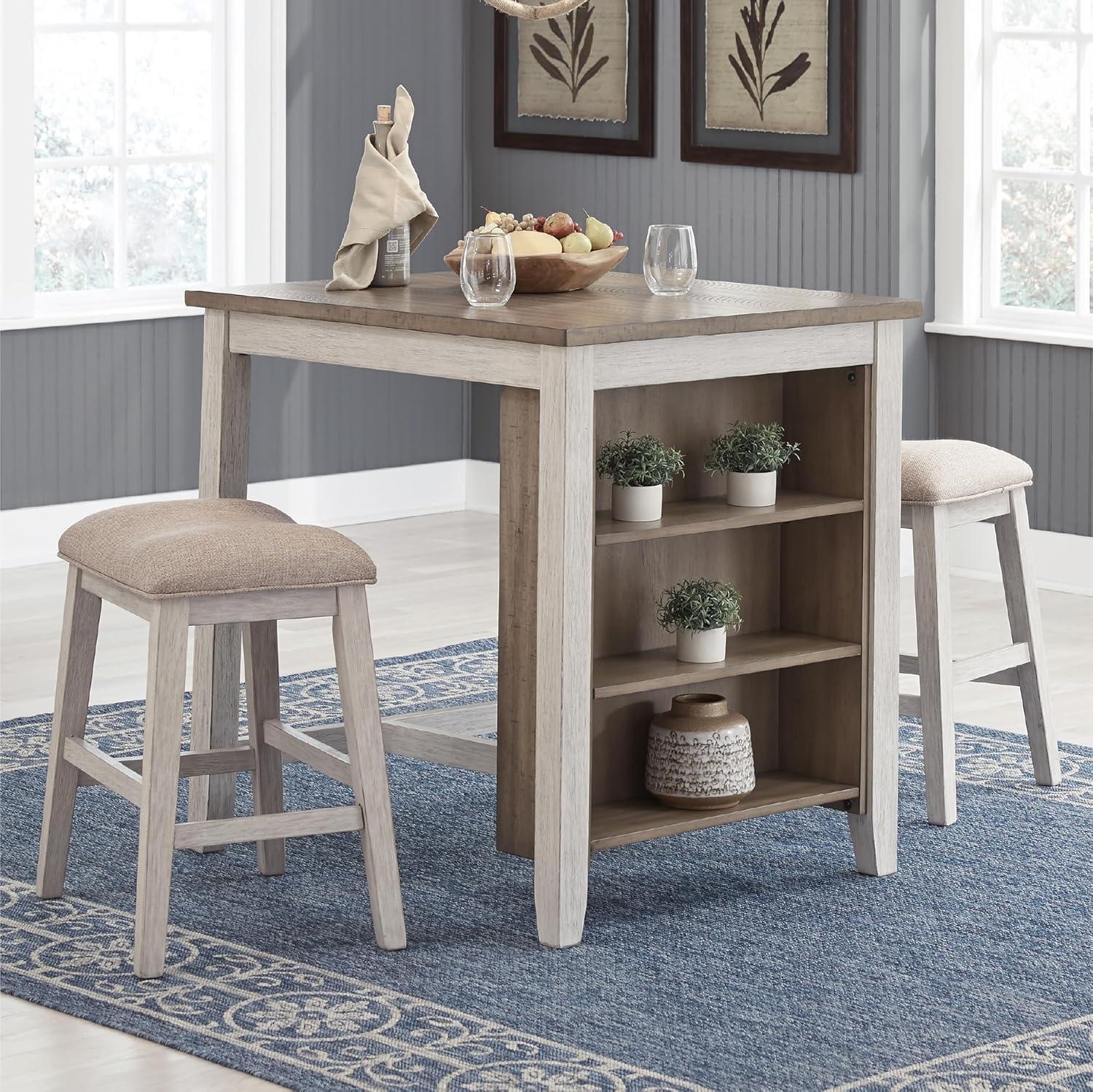 imageSignature Design by Ashley Skempton 3 Piece Counter Height Dining Set Includes Table and 2 Barstools WhitewashWhitewash