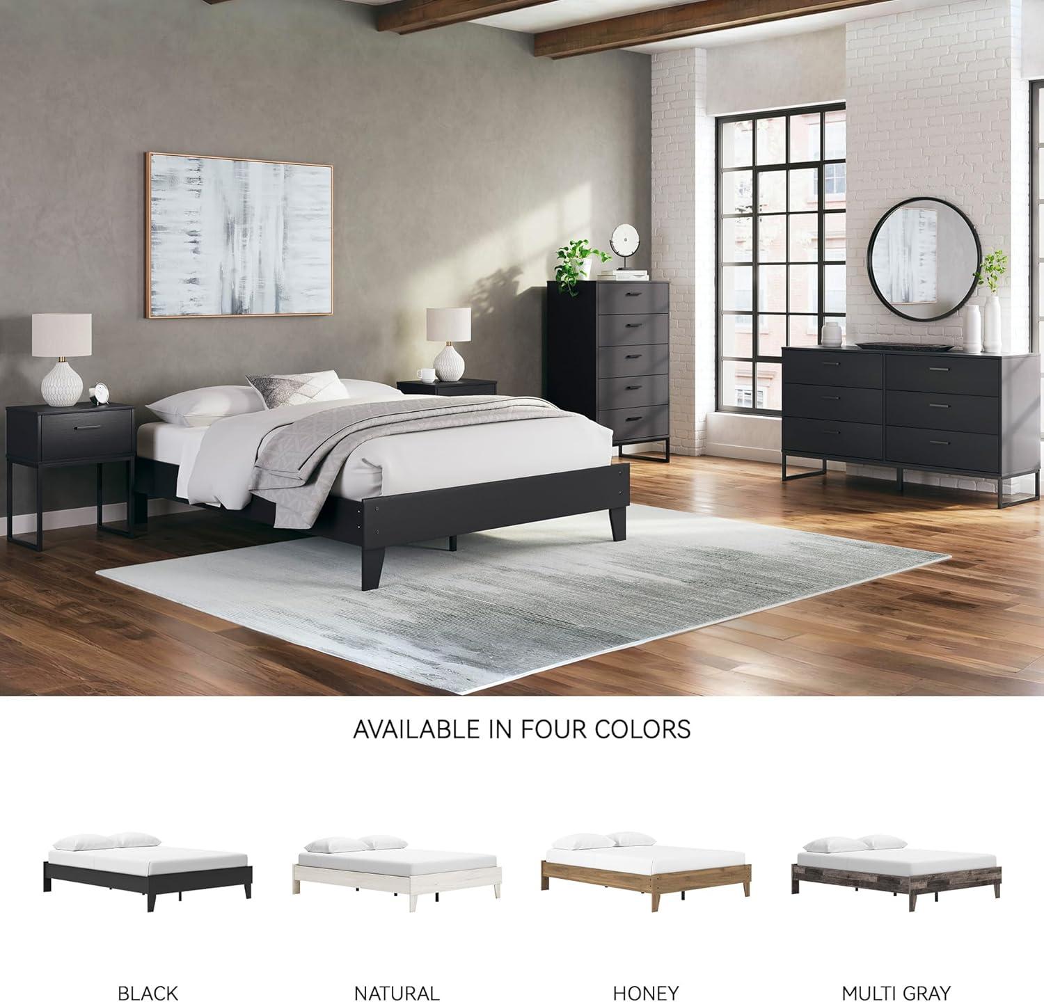imageSignature Design by Ashley Socalle Casual Queen Platform Bed with Metal Slats No Box Spring Needed BlackBlack