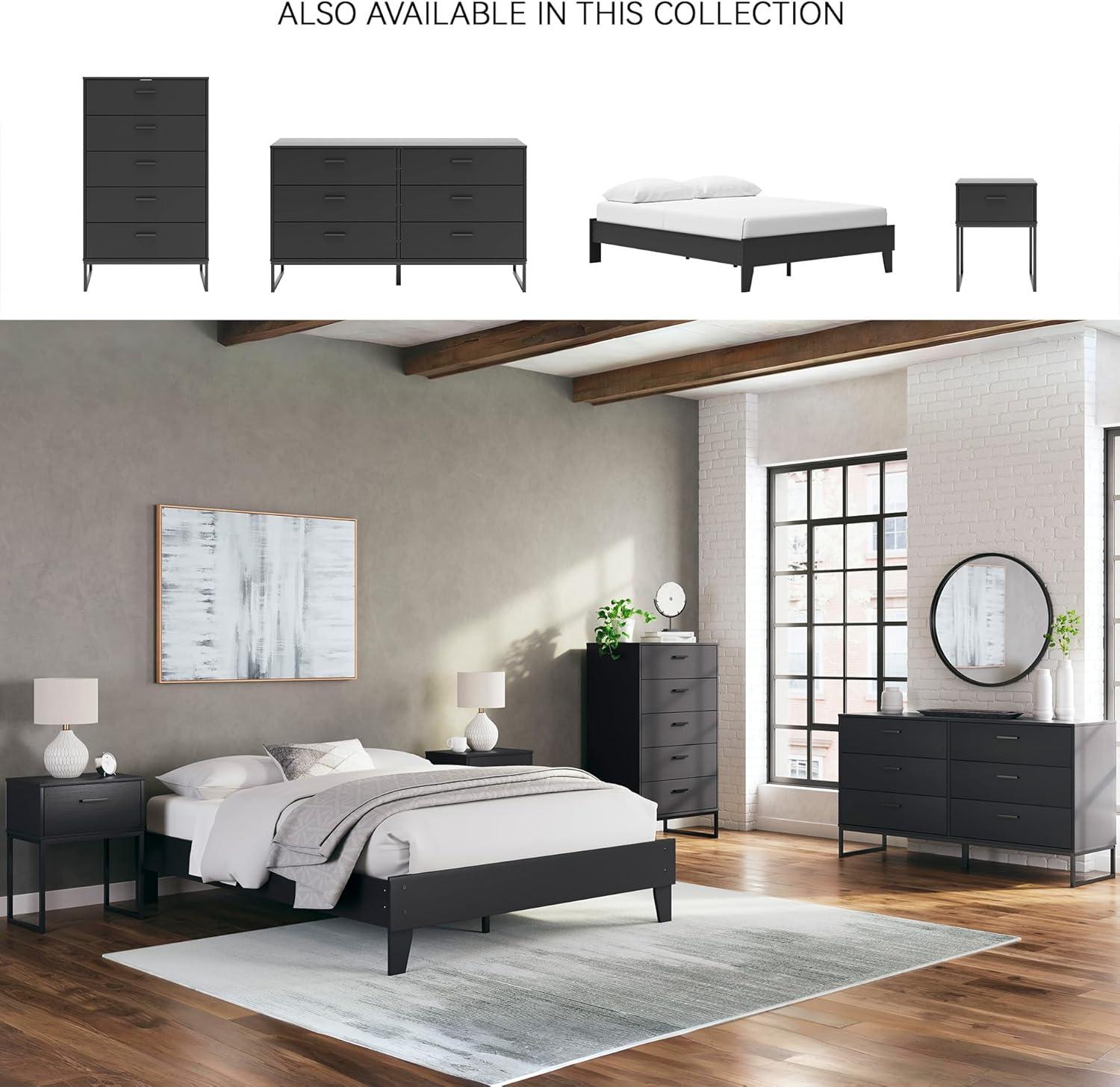 imageSignature Design by Ashley Socalle Casual Queen Platform Bed with Metal Slats No Box Spring Needed BlackBlack