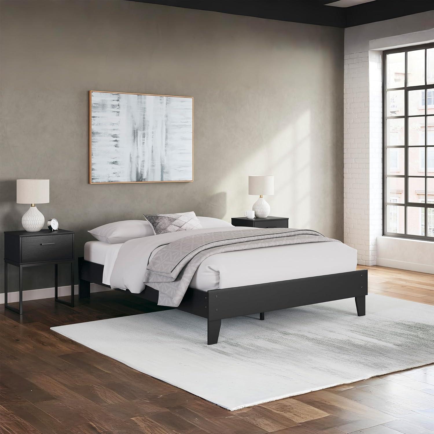 imageSignature Design by Ashley Socalle Casual Queen Platform Bed with Metal Slats No Box Spring Needed BlackBlack