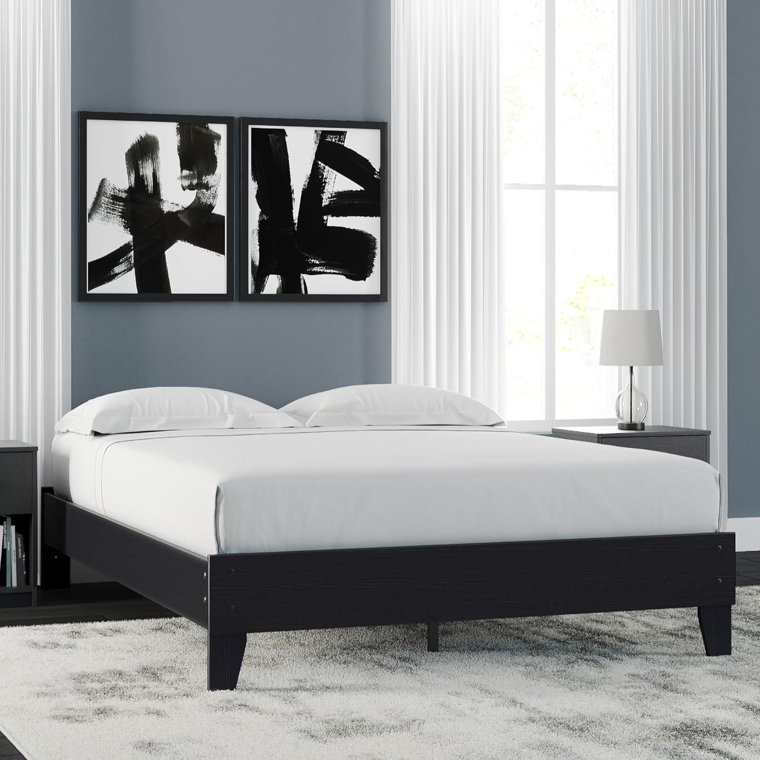 imageSignature Design by Ashley Socalle Casual Queen Platform Bed with Metal Slats No Box Spring Needed BlackDark Brown