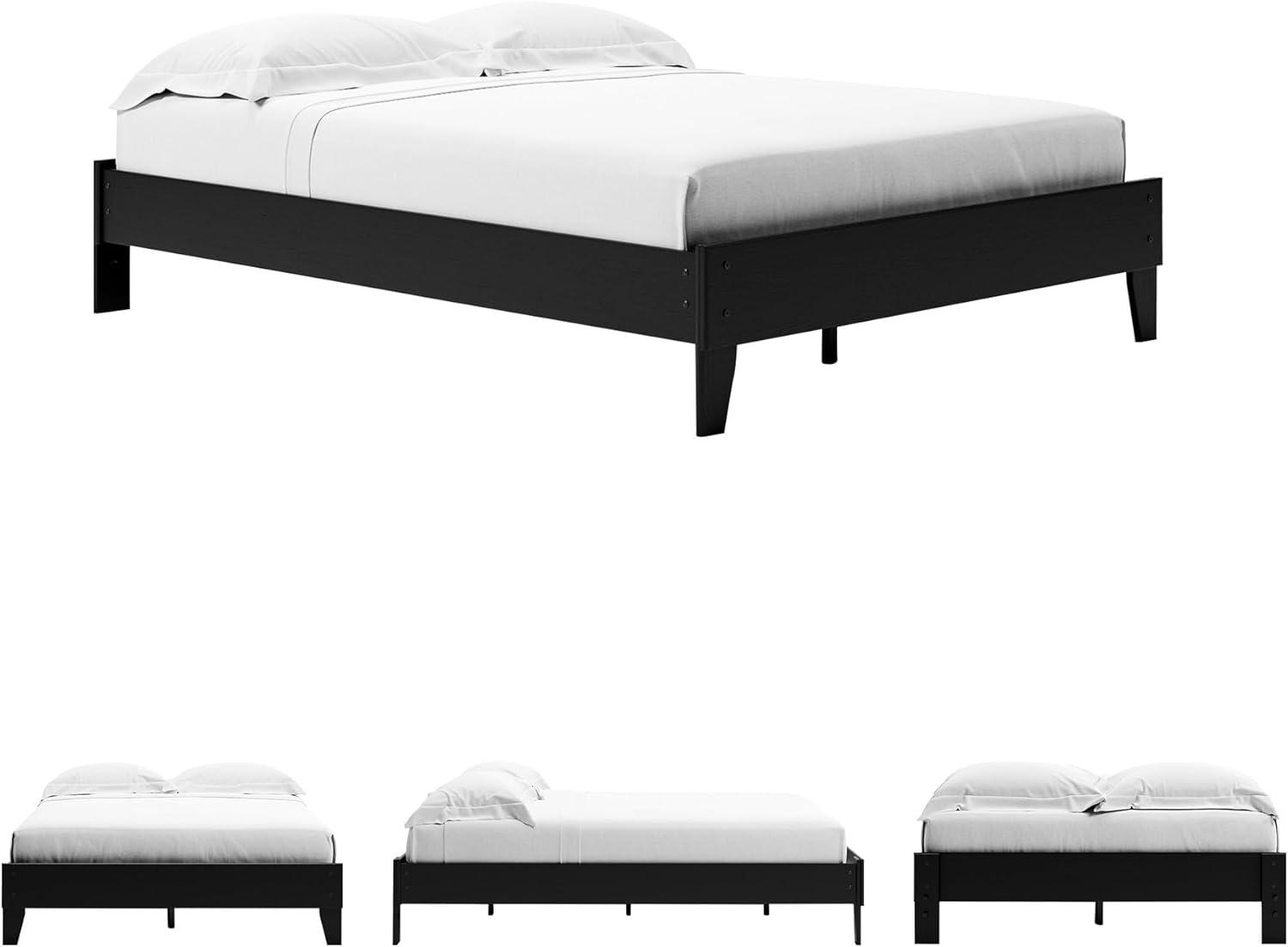 imageSignature Design by Ashley Socalle Casual Queen Platform Bed with Metal Slats No Box Spring Needed BlackDark Brown