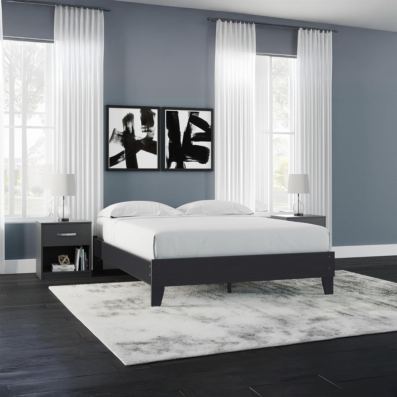 imageSignature Design by Ashley Socalle Casual Queen Platform Bed with Metal Slats No Box Spring Needed BlackDark Brown