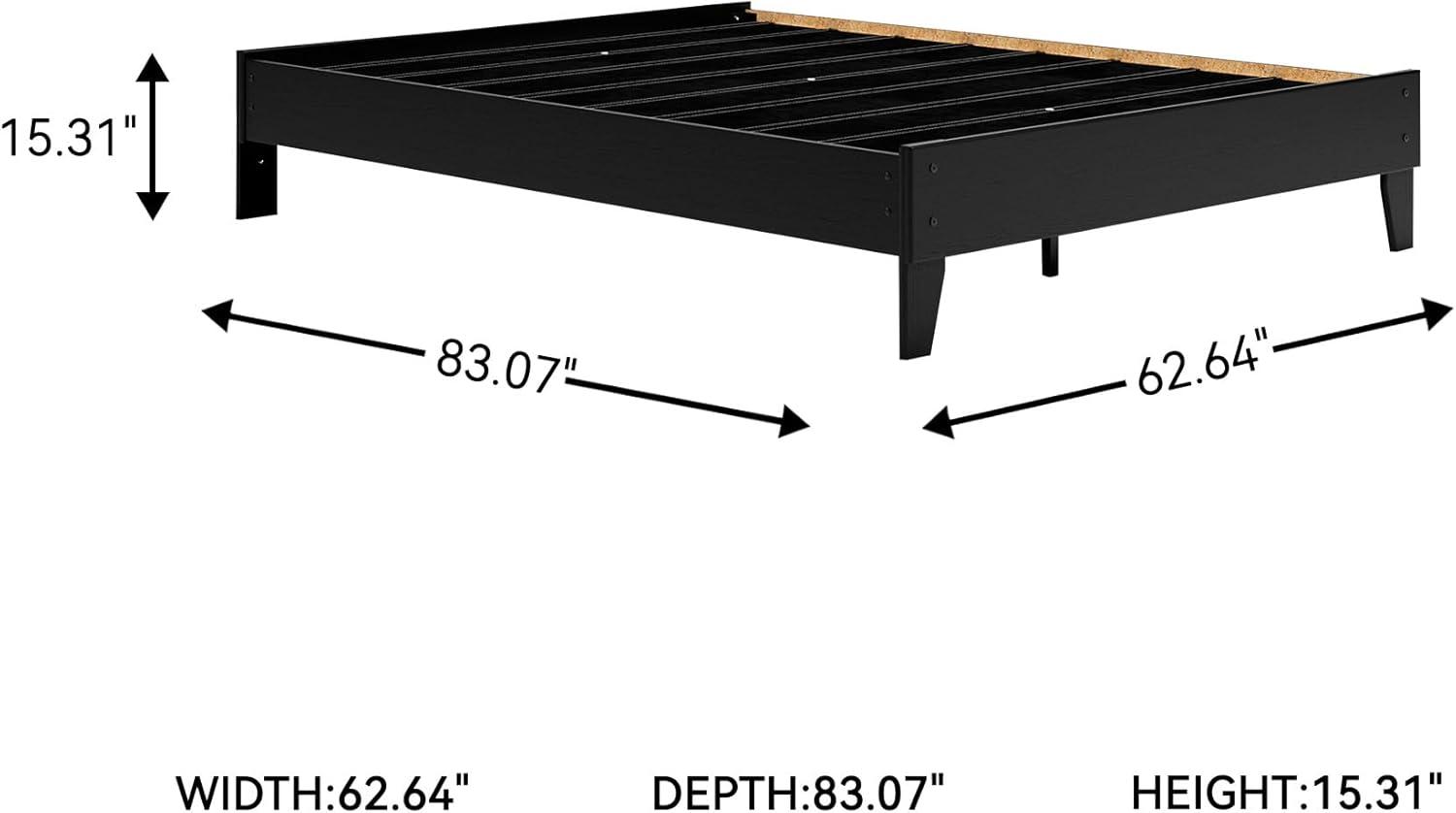 imageSignature Design by Ashley Socalle Casual Queen Platform Bed with Metal Slats No Box Spring Needed BlackDark Brown