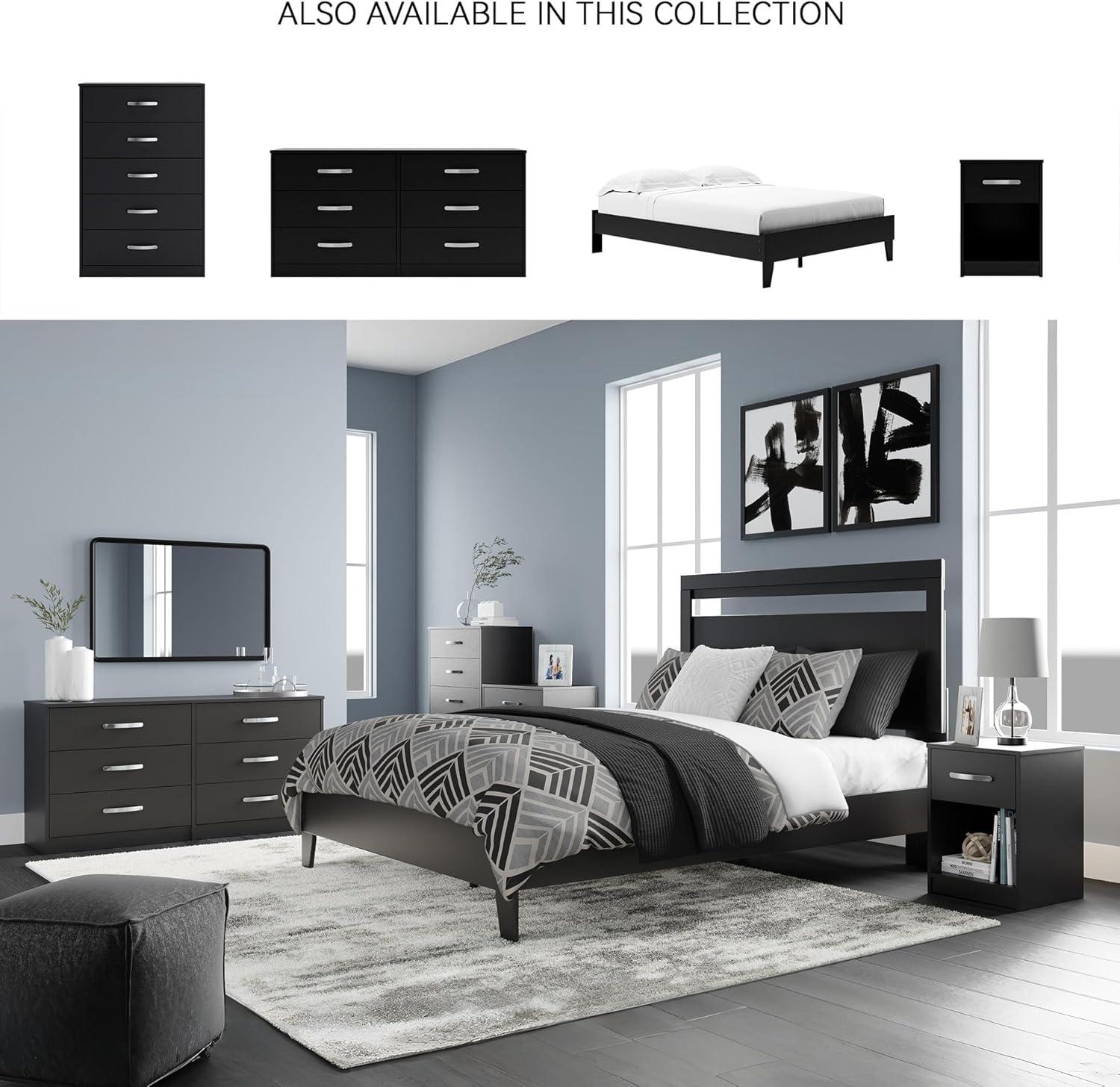 imageSignature Design by Ashley Socalle Casual Queen Platform Bed with Metal Slats No Box Spring Needed BlackDark Brown