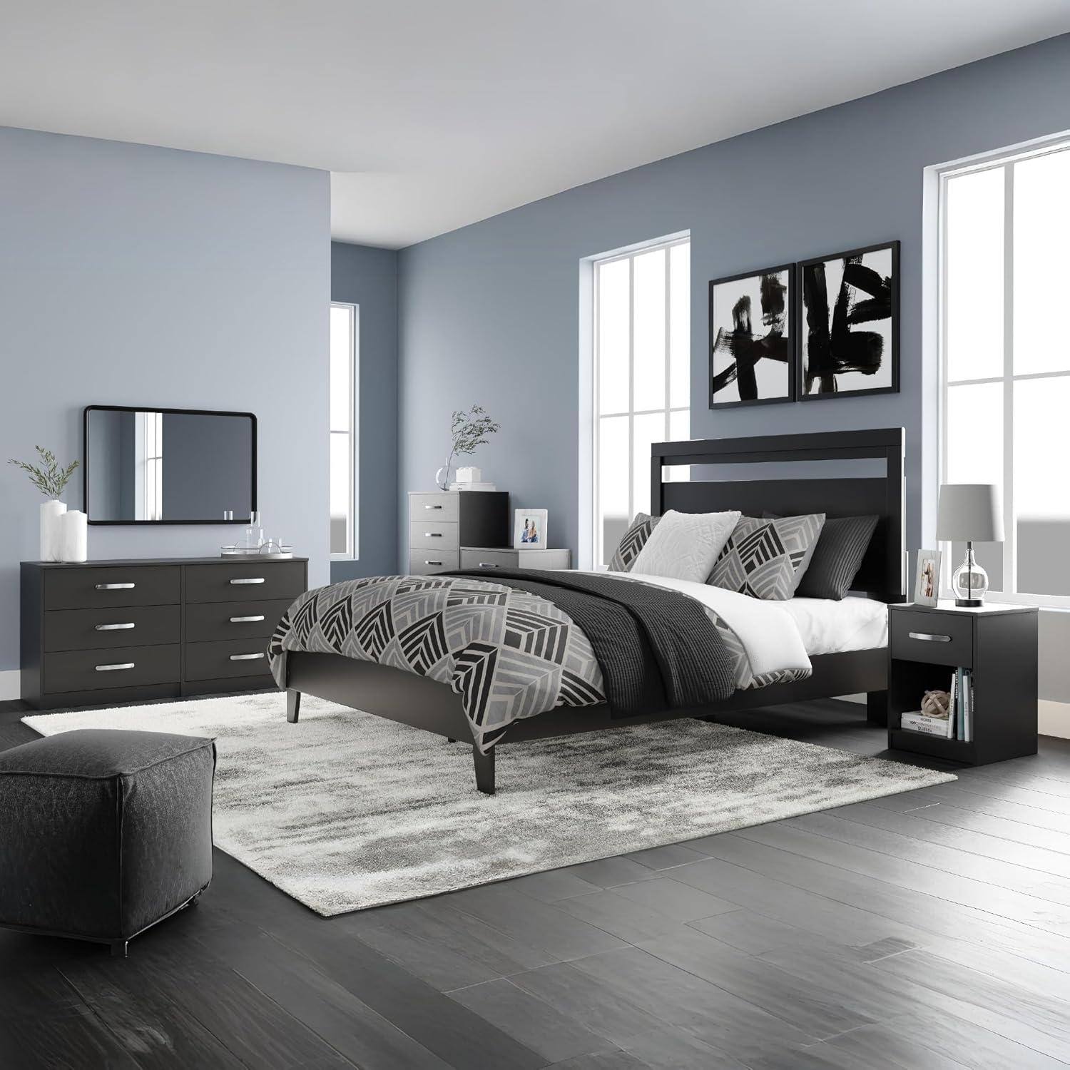 imageSignature Design by Ashley Socalle Casual Queen Platform Bed with Metal Slats No Box Spring Needed BlackDark Brown
